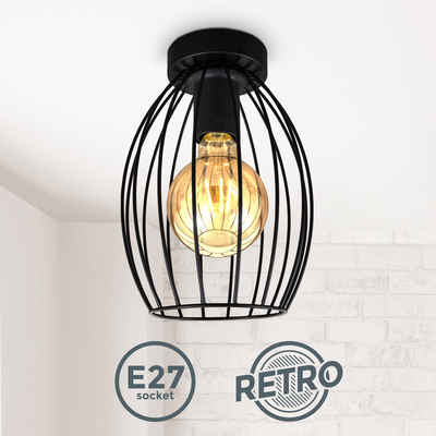 B.K.Licht Deckenleuchte Retro Deckenlampe, Schwarz, ohne Leuchtmittel, Metall, E27-Fassung, ohne Leuchtmittel, Ø17,5cm