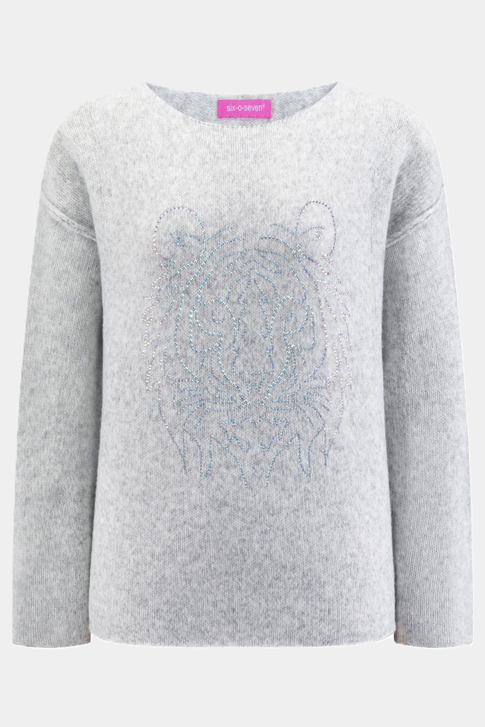 six-o-seven Strickpullover Six-o-Seven Pullover mit Strass-Tiger - SILVER günstig online kaufen