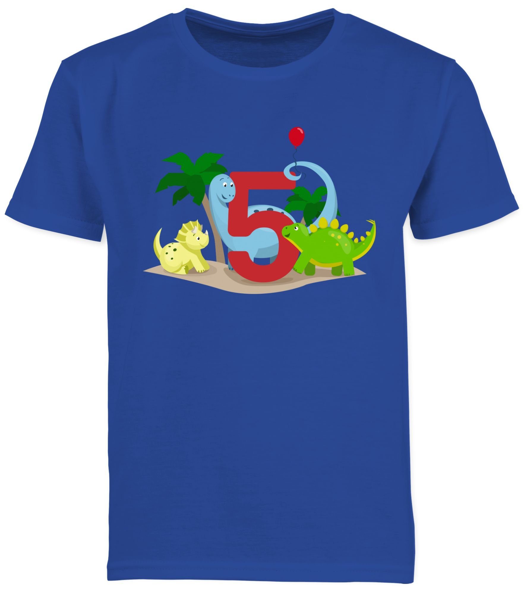 Fünf Geburtstag Dino 3 Royalblau 5. T-Shirt Shirtracer
