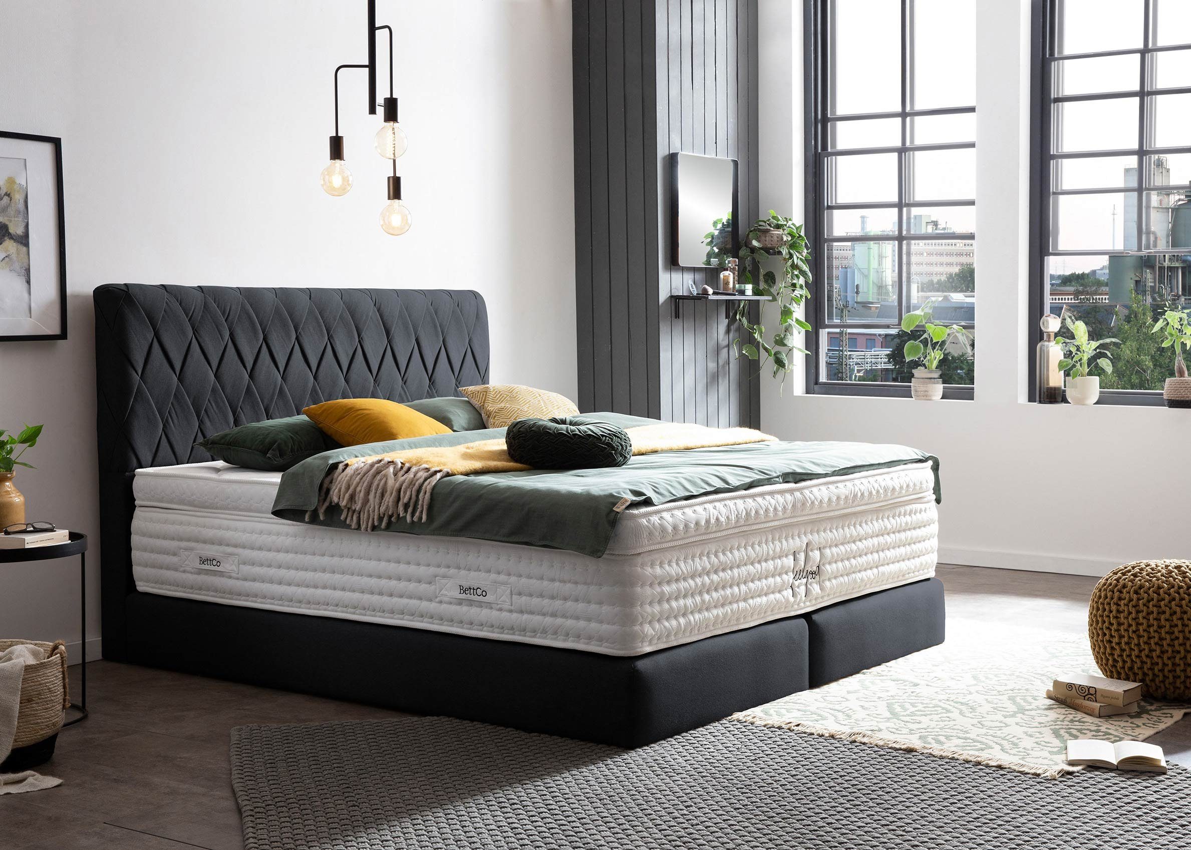 BettCo Boxspringbett Lyon (in Schwarz Webstoff, günstig online kaufen
