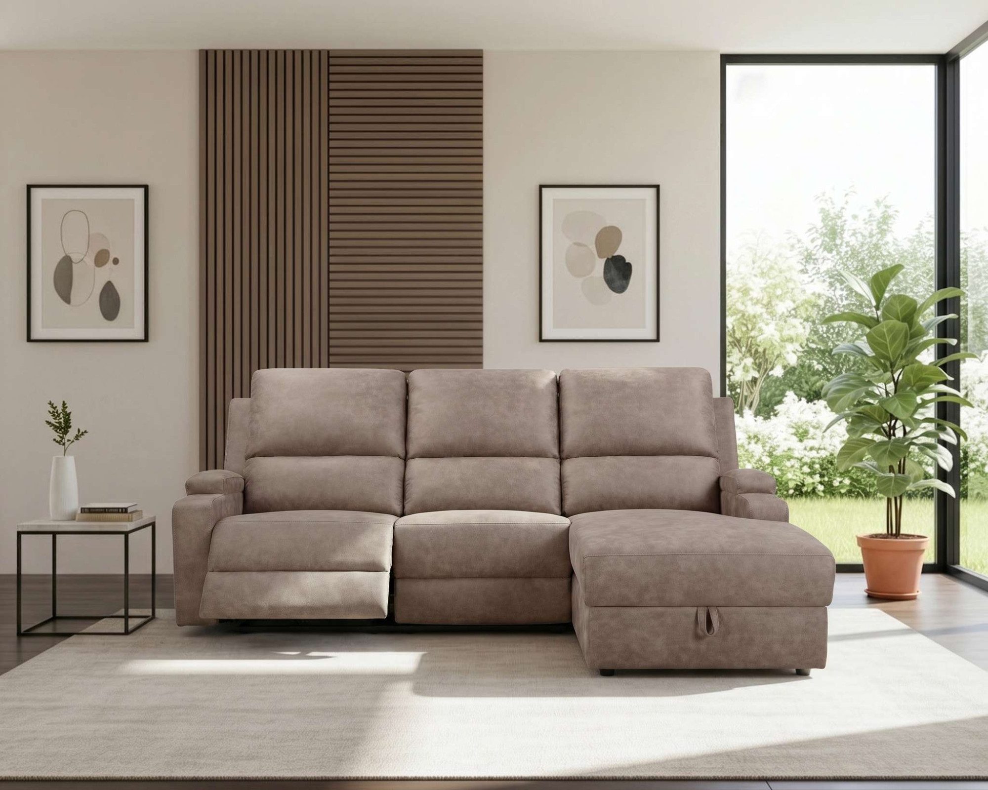 OTTO home Ecksofa NAPORI Microfaser, Multimediasofa, L-Form, man. oder elektr. Relaxfuntion, USB-A bei elektr. Variante, Staukasten