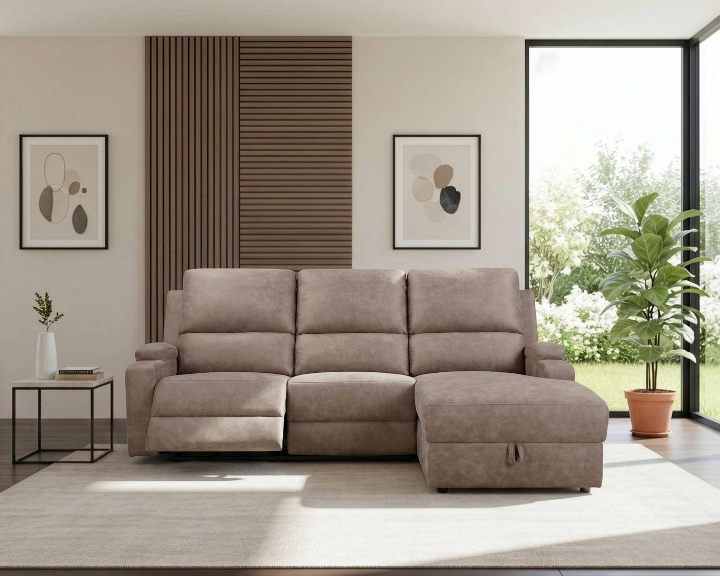 OTTO home Ecksofa NAPORI Microfaser, L-Form, 210cm, man./elektr. Relaxfunktion, USB-A bei elektr. Variante, Staukasten, Seitentaschen u. …