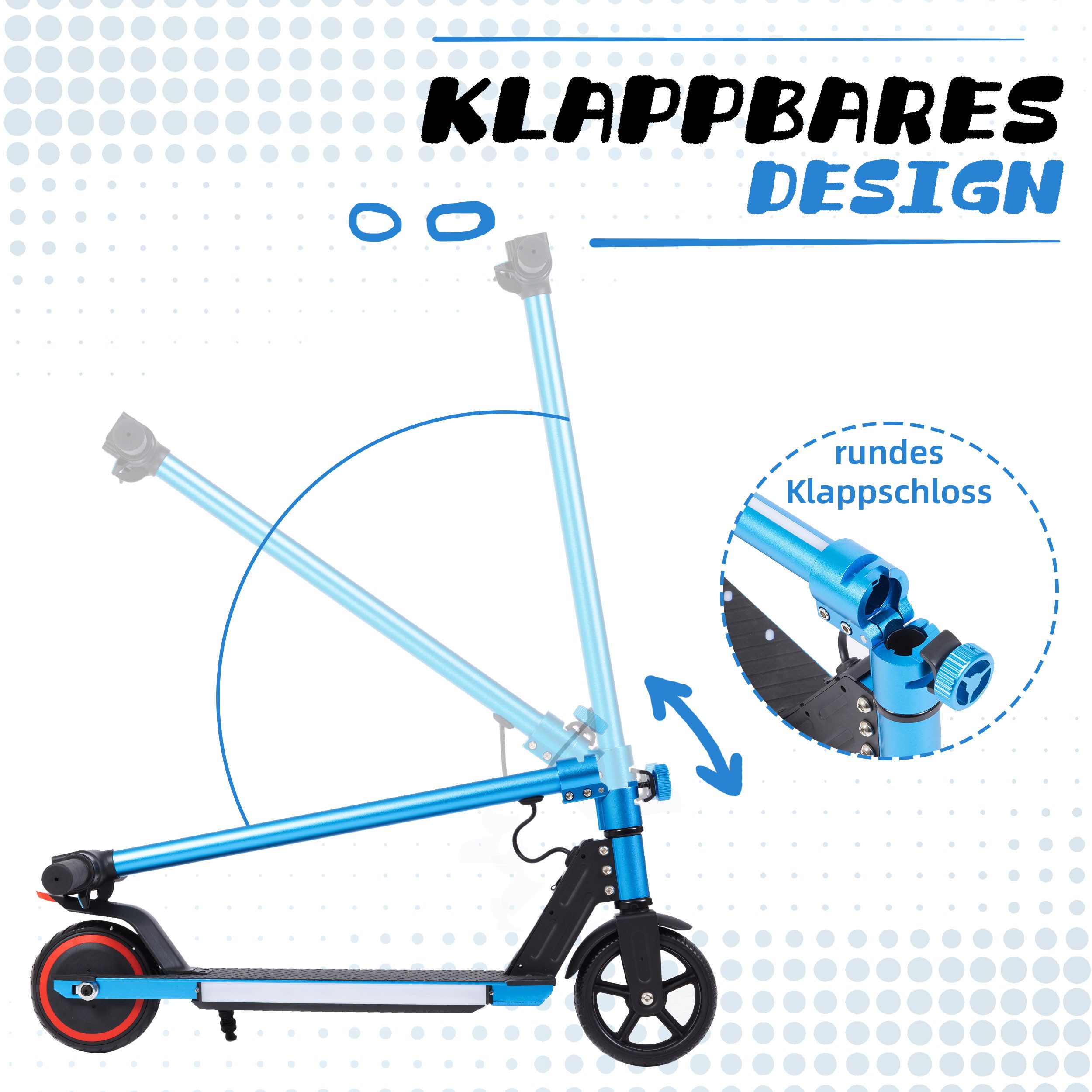 Sinaopus Cityroller ab 6 Jahren, Elektro-Kinderroller, mit bunte Leuchten, klappbar, 150 W, 14 km/h, (EBS + Fußbremse, Aluminiumrahmen, Frontlicht), LED Display, E-Scooter für Kinder, bis zu 8km, bis 50 kg Traglast