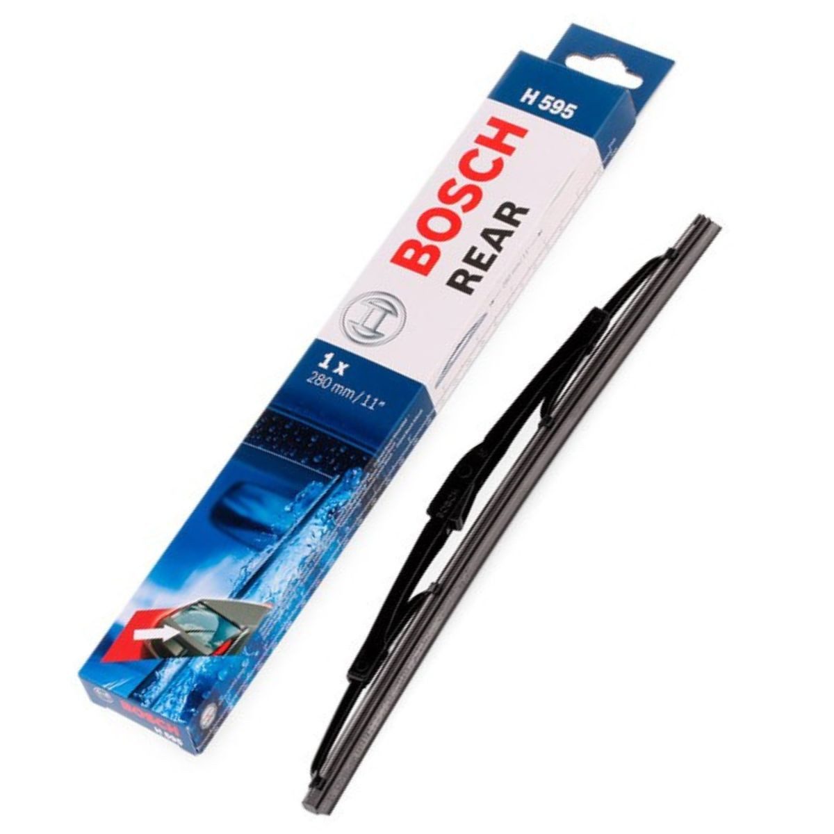 Bosch Automotive Scheibenwischblätter Wischerblatt H595 Rear 280mm Scheibenwischer, Hinten, (1-St), Heckscheibenwischer Heckwischer Heck Wischer für VW Seat Ford Nissan