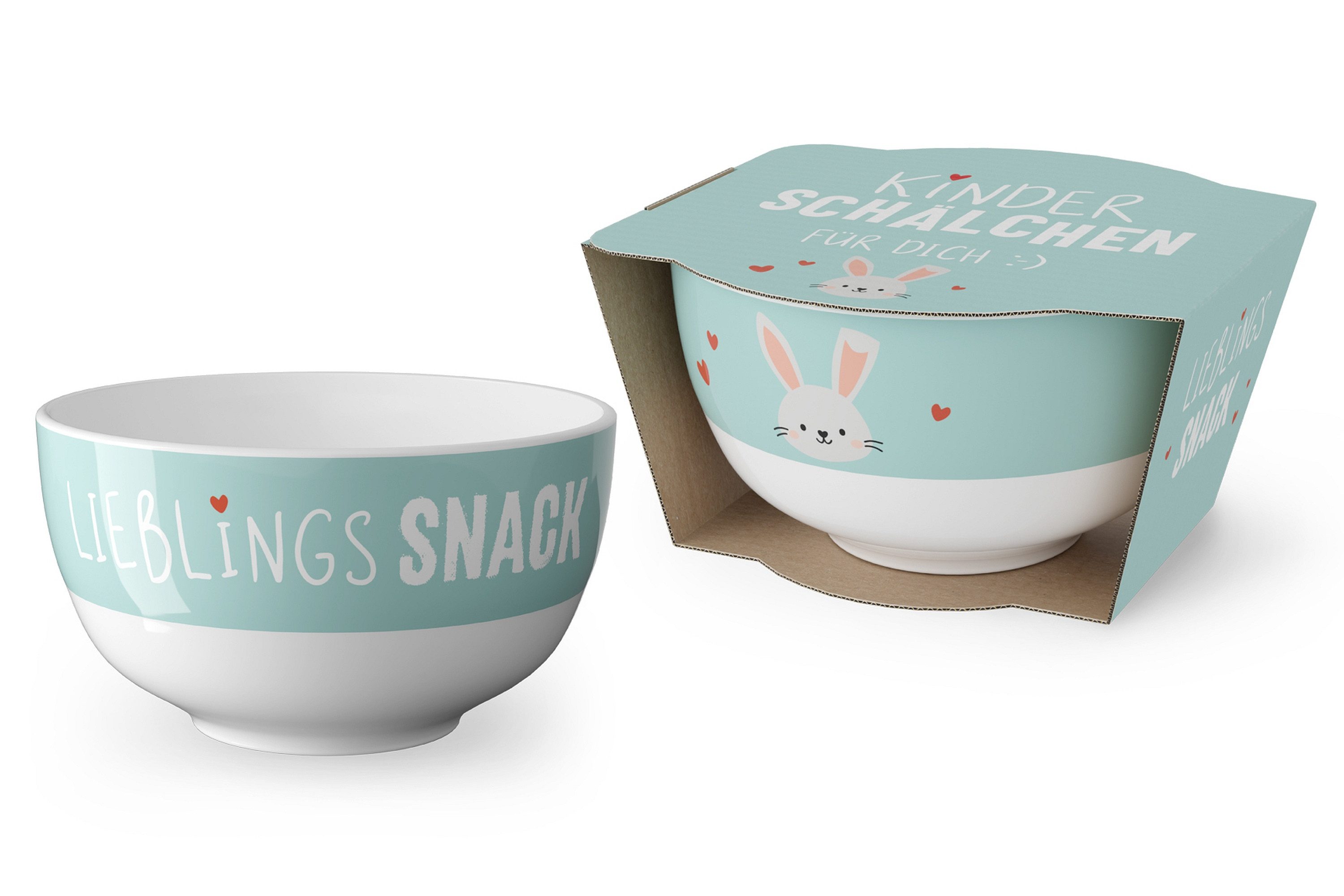 La Vida Schüssel Kinder Müsli-Dessert-Salat-Schale Schüssel Bowl la vida Geschenk Hase, Material: Porzellan