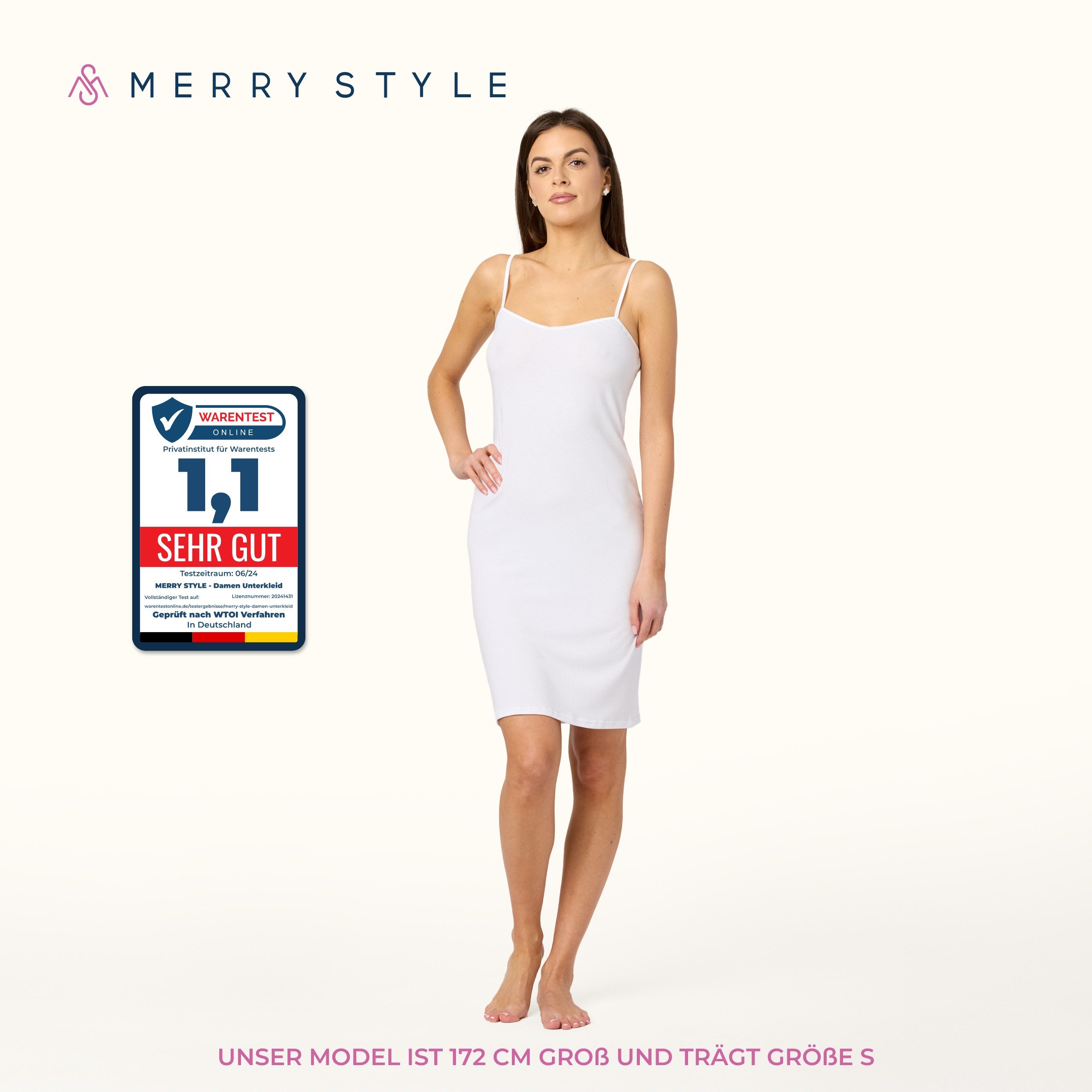 Merry Style Unterkleid Damen kurz Viskose MS10-203 (1-tlg) verstellbare Träger