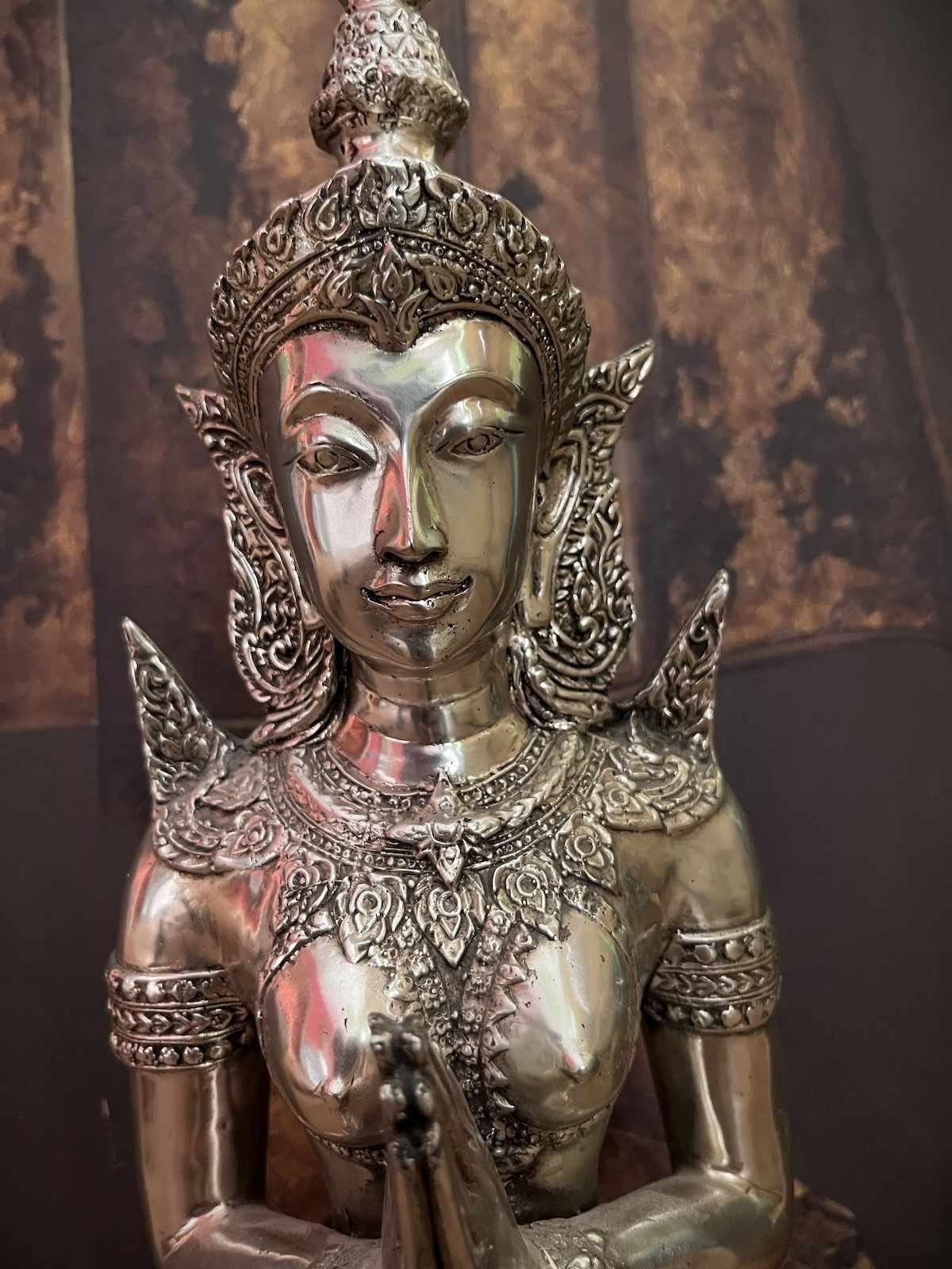 Thailand Buddhafigur Asien 47cm LifeStyle Bronze Figur Teppanom Tempelwächter
