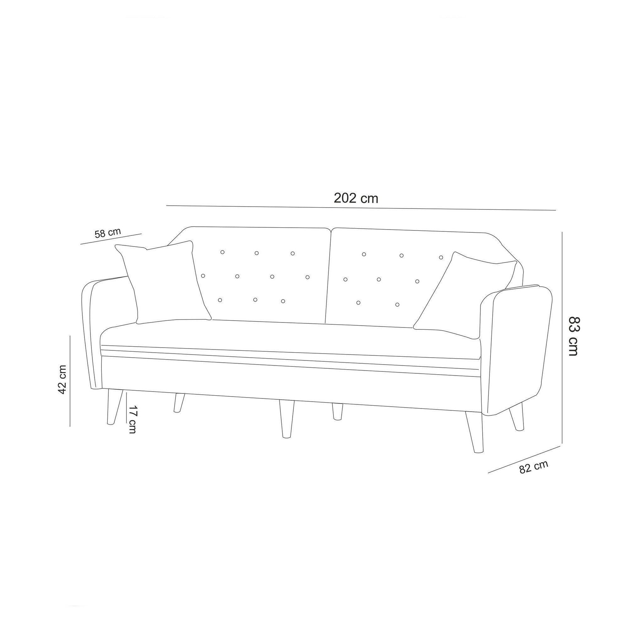 Sofa Skye UNQ1317-3-Sitz-Sofa-Bett Decor
