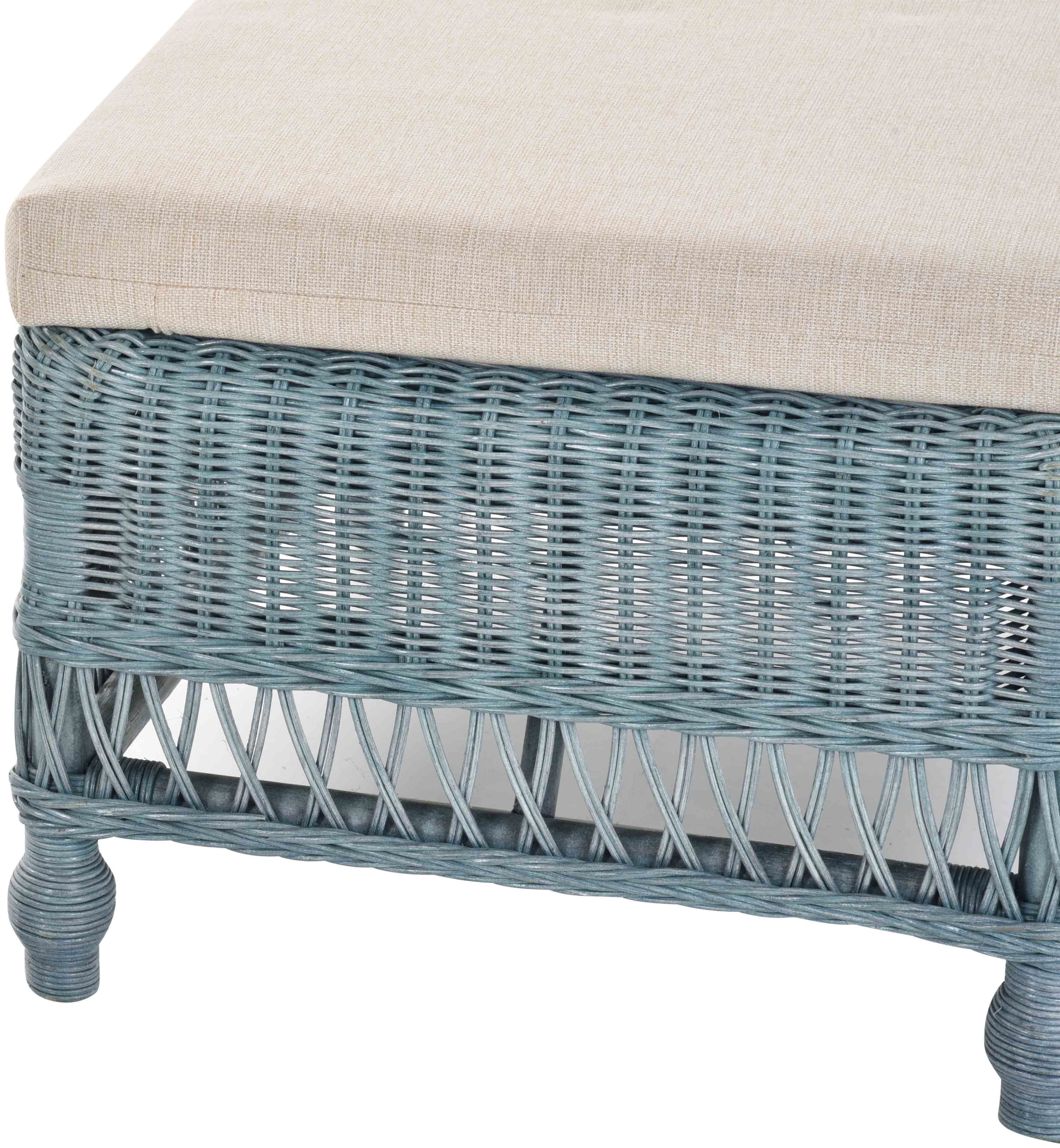 Rattan Sitzhocker Home Blau Rechteckig Fußhocker aus Schemel Rattanhocker Groß, Sitzhocker Krines Hocker Beistell-Hocker