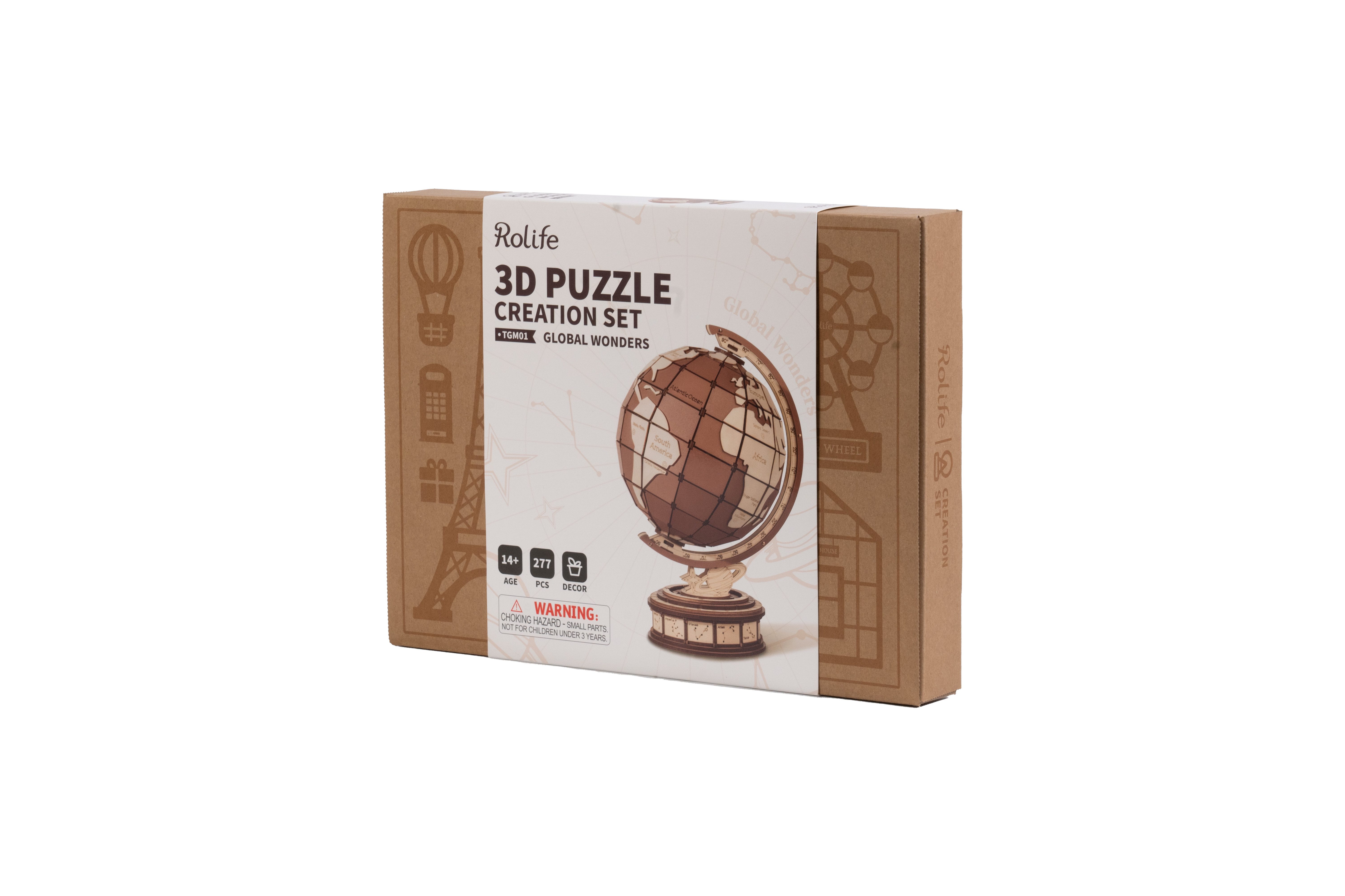 ROLIFE 3D-Puzzle Global Wonders, Holzpuzzle Globus, 147 Puzzleteile