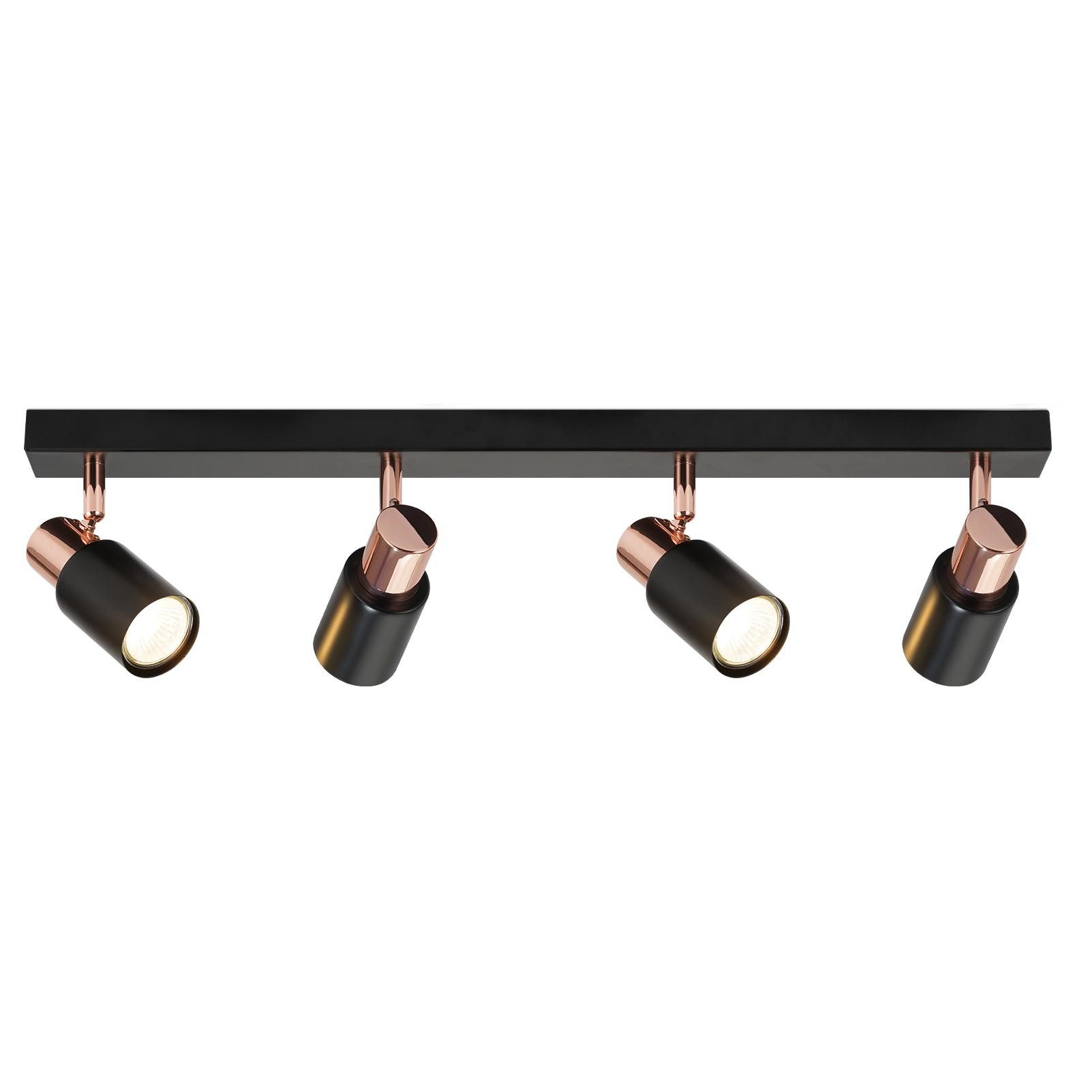 Nettlife Deckenstrahler Schwarz 1/2/3/4 Flammig 355°Drehbar GU10 Modern, Schwenkbar 355°, LED wechselbar, für Wohnzimmer Schlafzimmer Küche