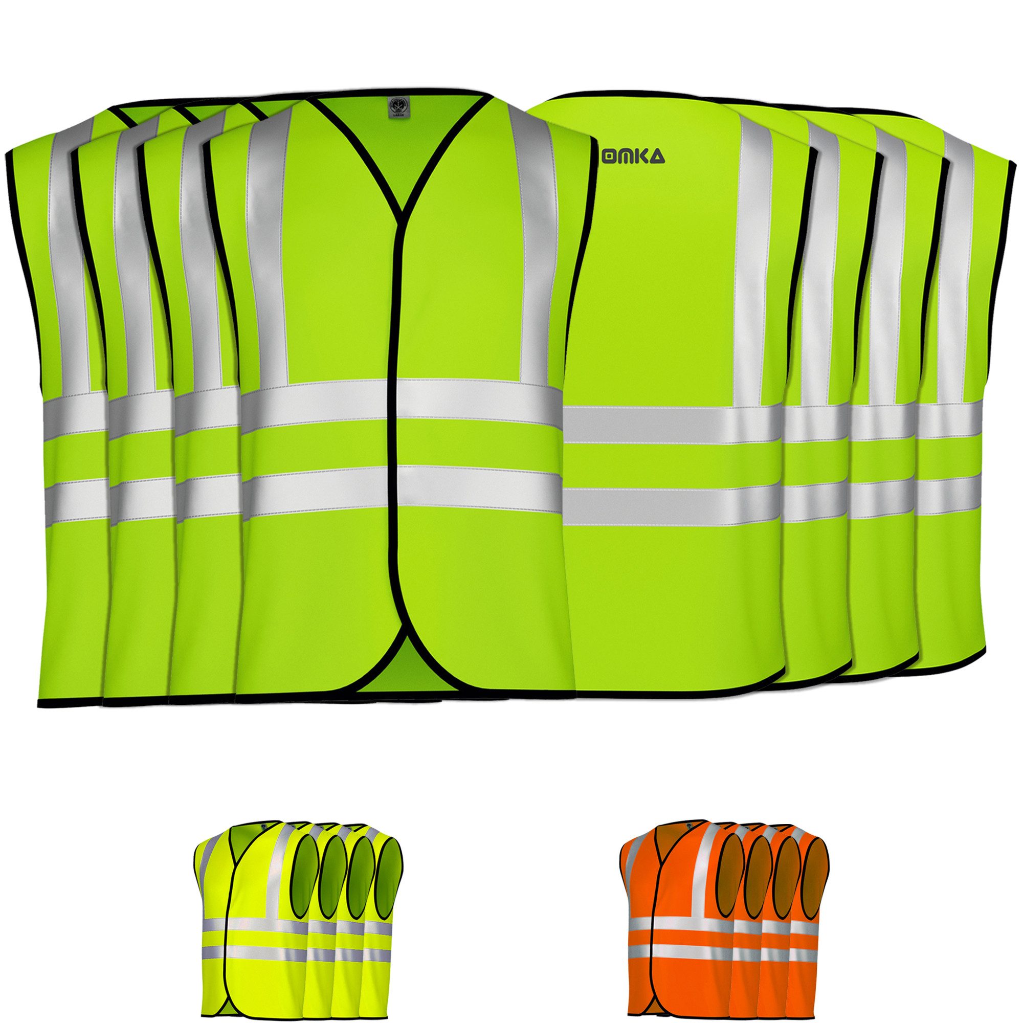 OMKA Warnweste 4 x Warnweste set (Spar-Set) 4x Warnweste Sicherheitsweste Auto Sicherheitswarnweste Pannenweste