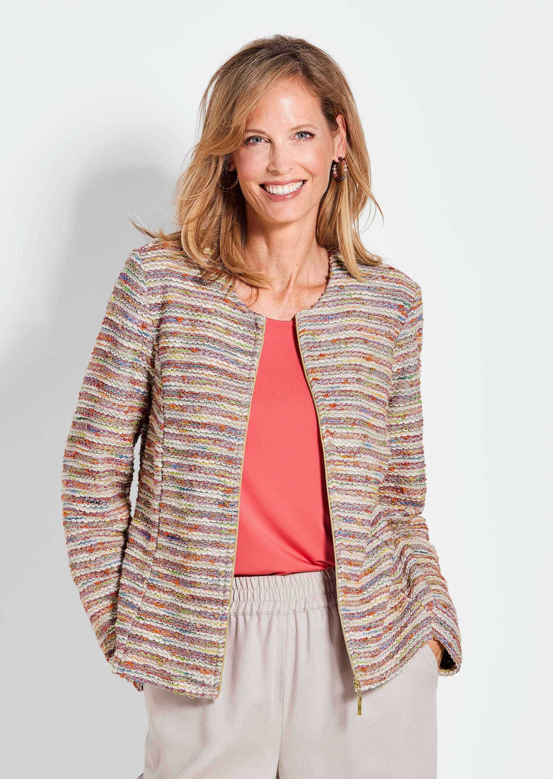 GOLDNER Outdoorjacke Elegante Bouclé-Jacke mit Multicolor-Design Stilvolle günstig online kaufen