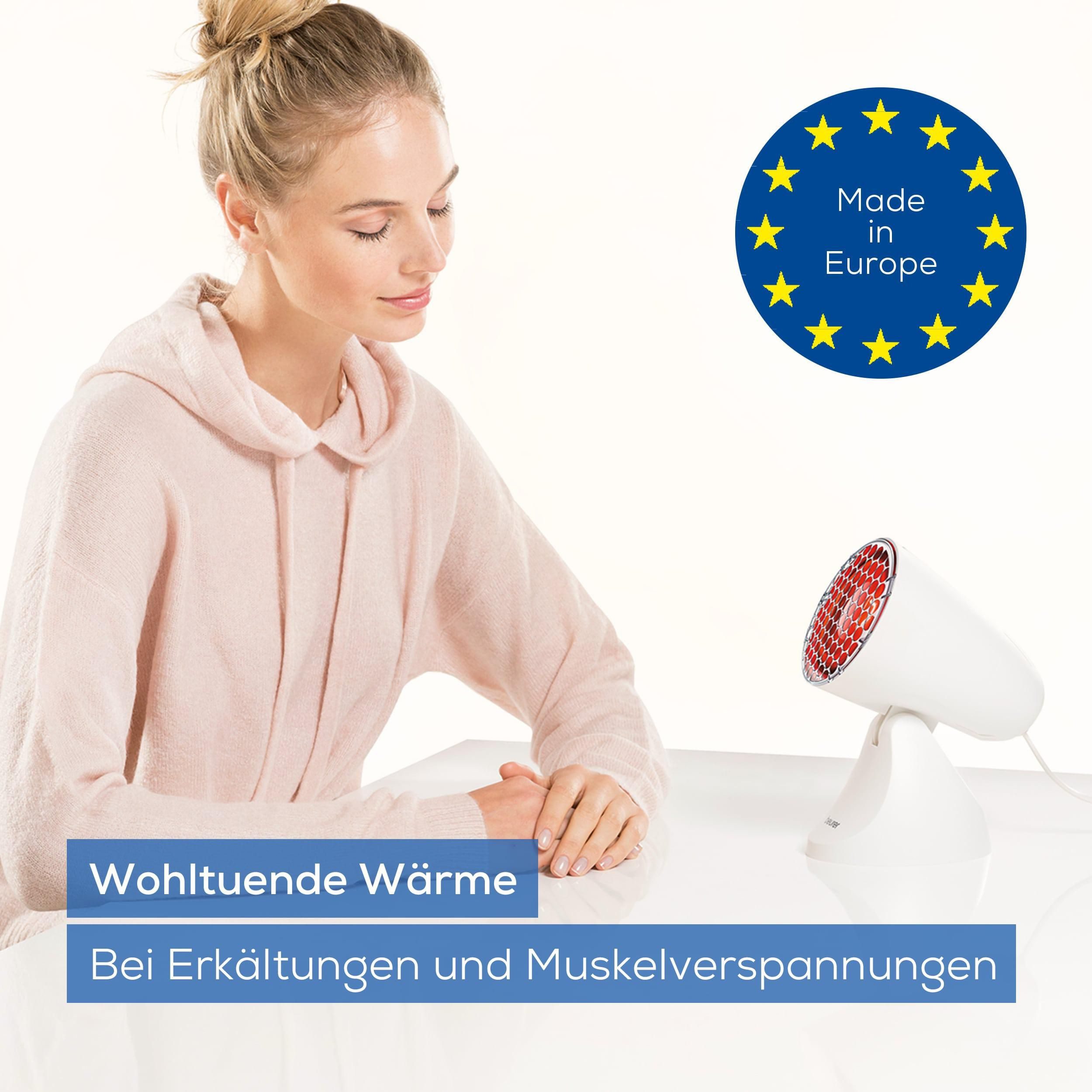 BEURER Infrarotlampe IL 11 tiefenwirksame Wärmelampe mit 100 Watt, Medizinprodukt, wohltuende Wärme bei Erkältungen und Muskelverspannungen
