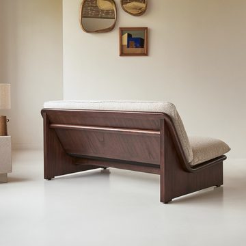 Tikamoon Sofa 2-Sitzer aus massivem Mindiholz mit Stoffbezug
