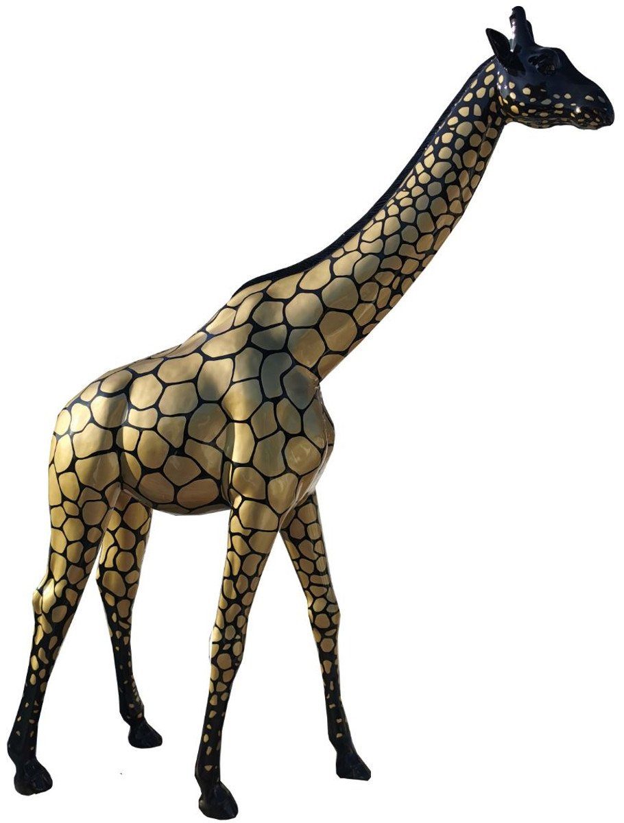 Skulptur / Padrino 320 Skulptur Tierfigur - - Deko Lebensgroße cm Giraffe H. Riesige - Gartendeko Schwarz Casa Dekofigur Designer Gold