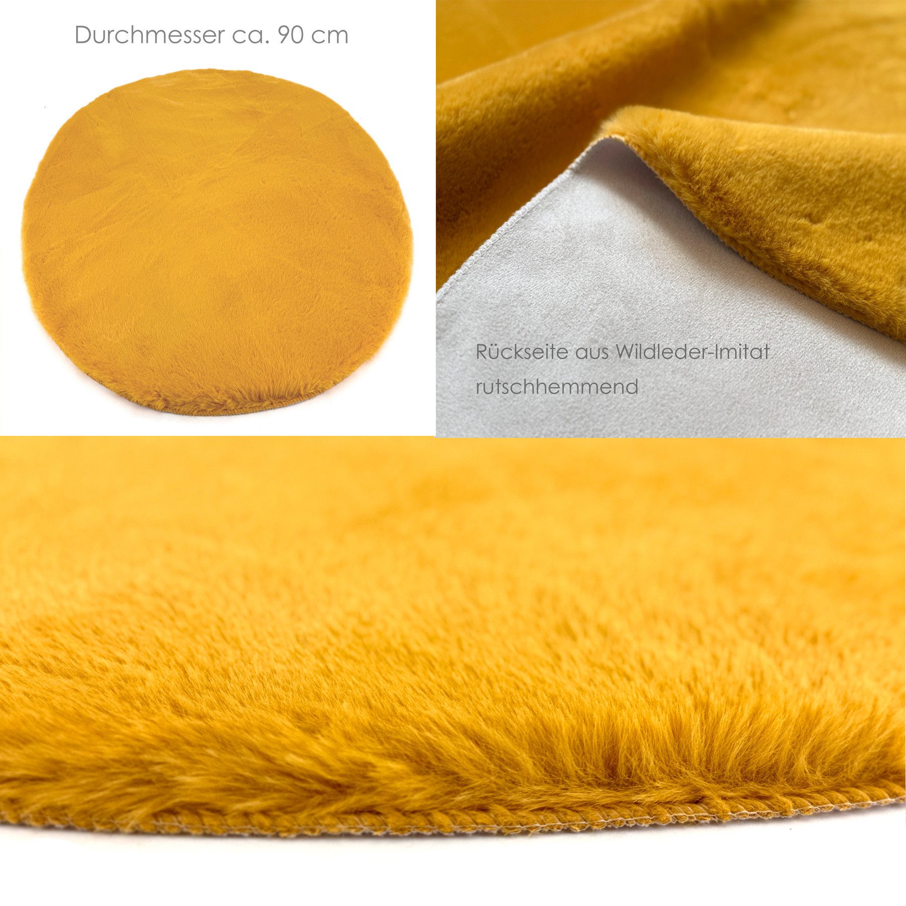 heimtexland Fellteppich Hochflor Teppich Rabbit 90 rund Hasenfell-Imitat, r günstig online kaufen