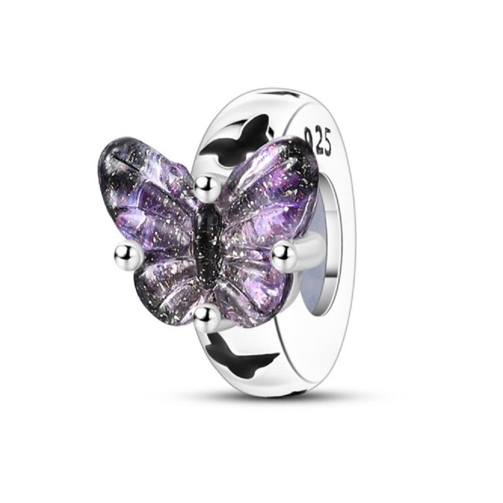 PANDACHARMS Bead Pinker Schmetterling Zwischenelement Stopper Charm, 925er Silber