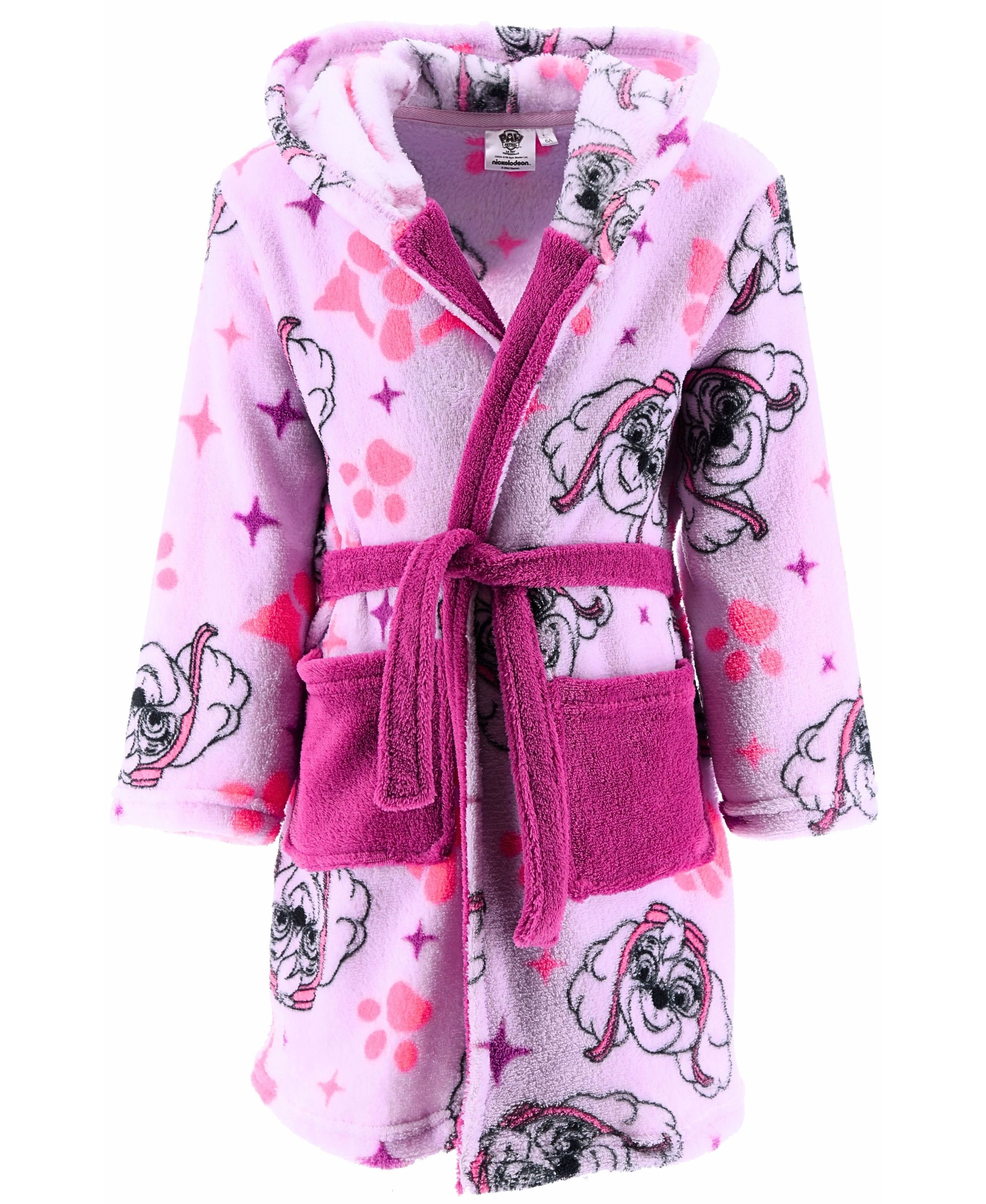 PAW PATROL Kinderbademantel Skye, Polyester, mit Kapuze, Bindegürtel, für Kinder mit Kapuze Gr. 98-116 cm