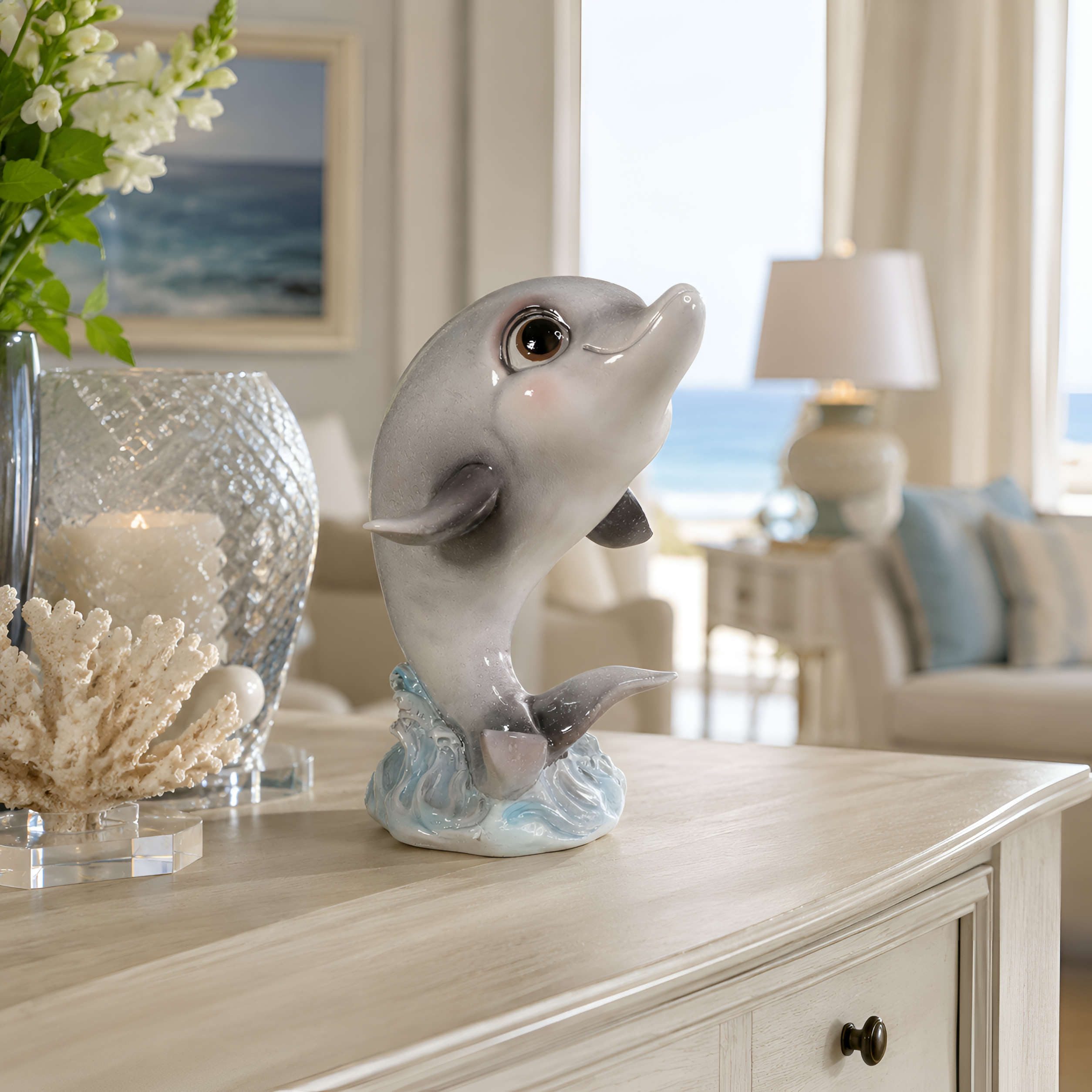 colourliving Tierfigur »Delfin« glänzend, maritime Skulptur für innen & außen (in 2 Größen) (1 St), Sammelcharme und sympathischer Ausstrahlung