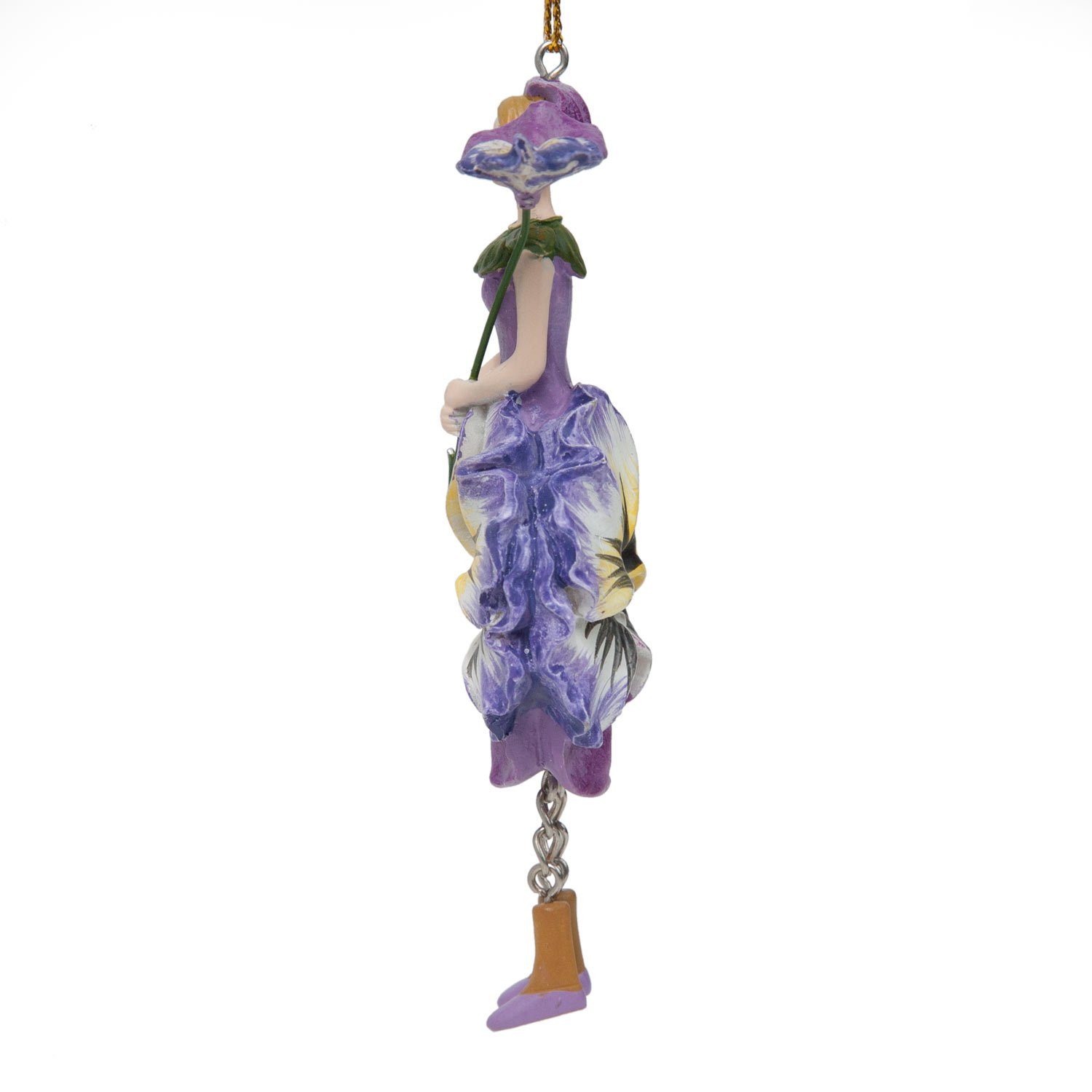 ROSEMARIE SCHULZ Heidelberg Dekofigur Blumenmädchen Stiefmütterchen zum Hängen Dekohänger Blumen Deko-Objekt, Handbemalte Figur aus Polyresin