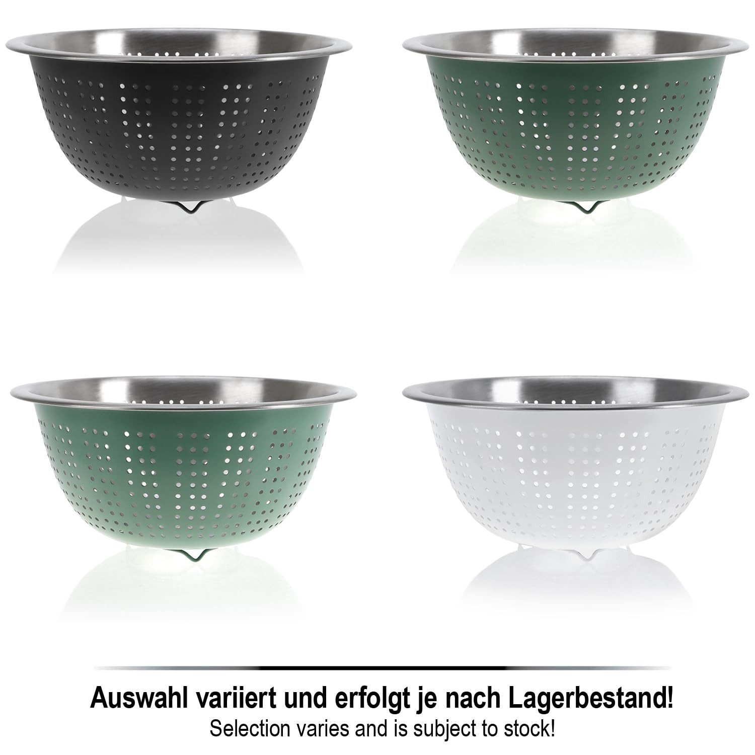 com-four Seiher Küchensieb aus Edelstahl, (2-St), klassisches Nudelsieb - Durchschlag zum Waschen von Obst, Gemüse