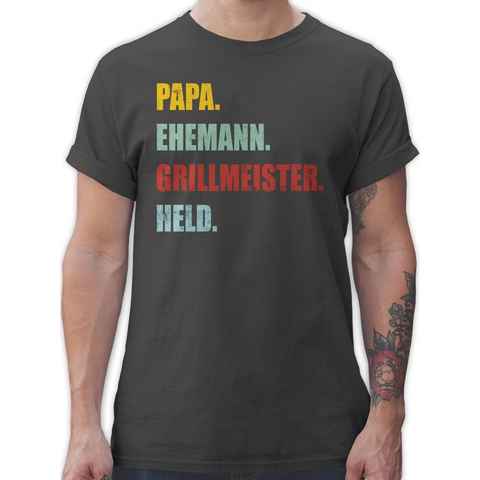 Shirtracer T-Shirt Papa Ehemann Grillmeister Held Retro Vintage Effekt Vatertag Geschenk für Papa