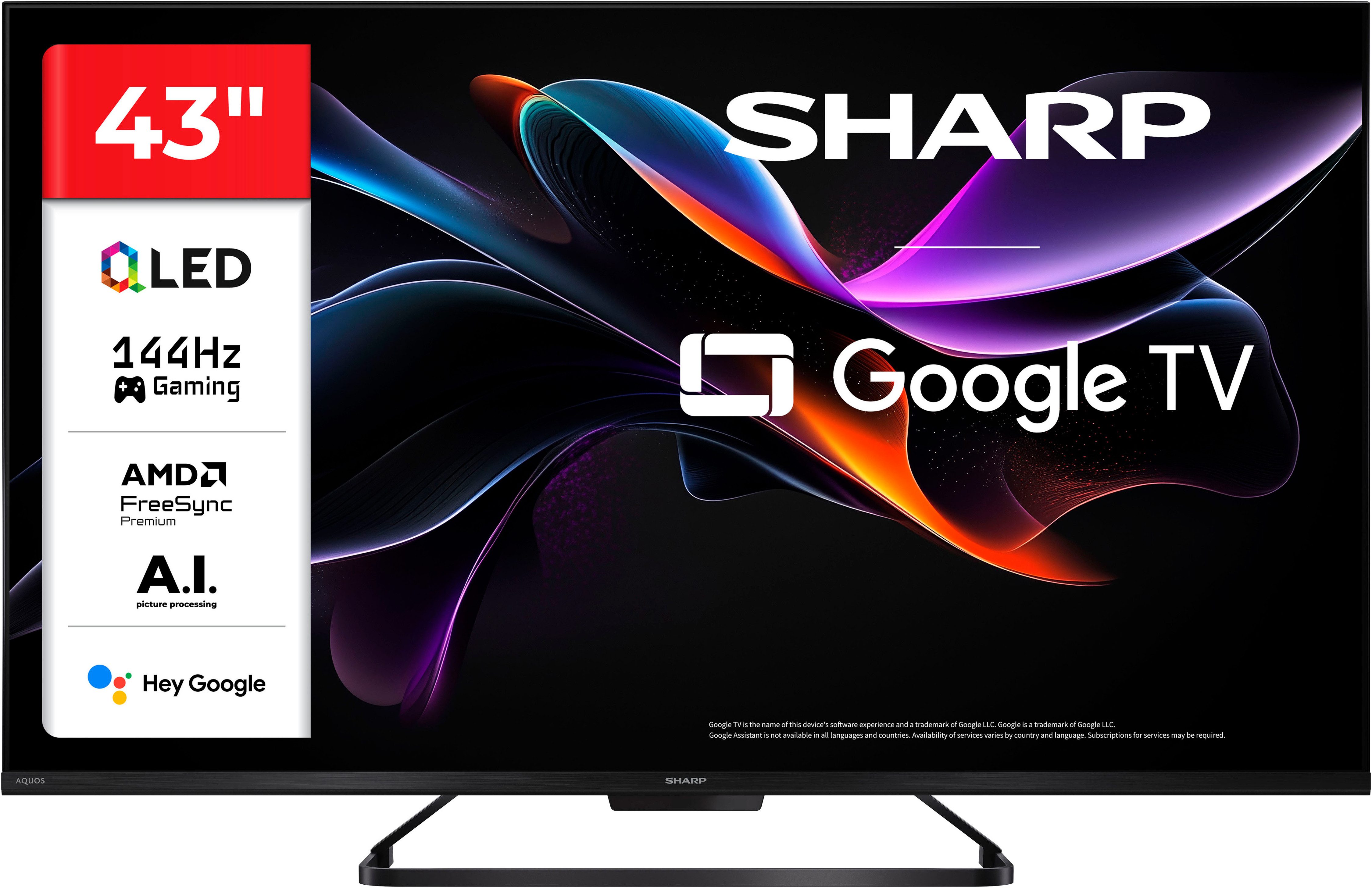 Sharp 4T-C43HRx QLED-Fernseher (108 cm/43 Zoll, 4K Ultra HD, Google TV, Smart-TV)