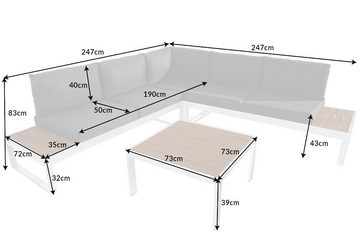 riess-ambiente Sitzgruppe PALM BEACH LOUNGE 247cm weiß / natur, Garten · Gartenmöbelset · inkl. Tisch und Kissen