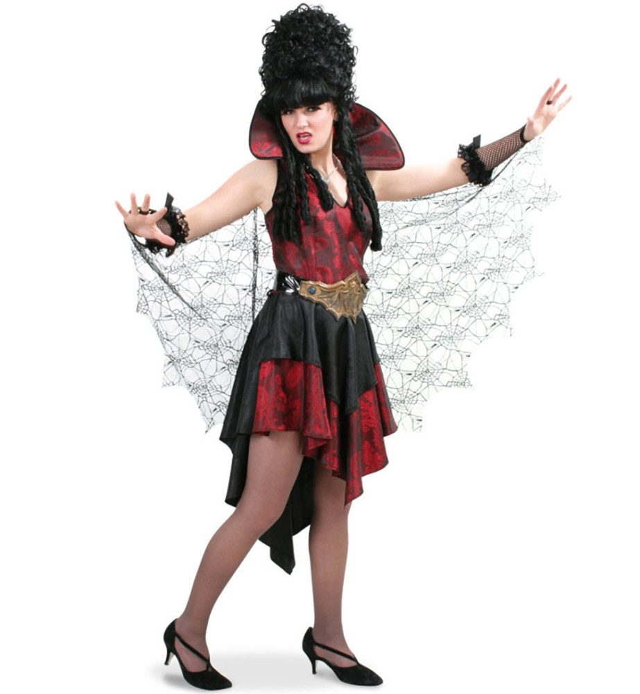 Fries Vampir-Kostüm Vampirkleid Vampir Kostüm mit Kragen und Spinnennetz Umhang Halloween
