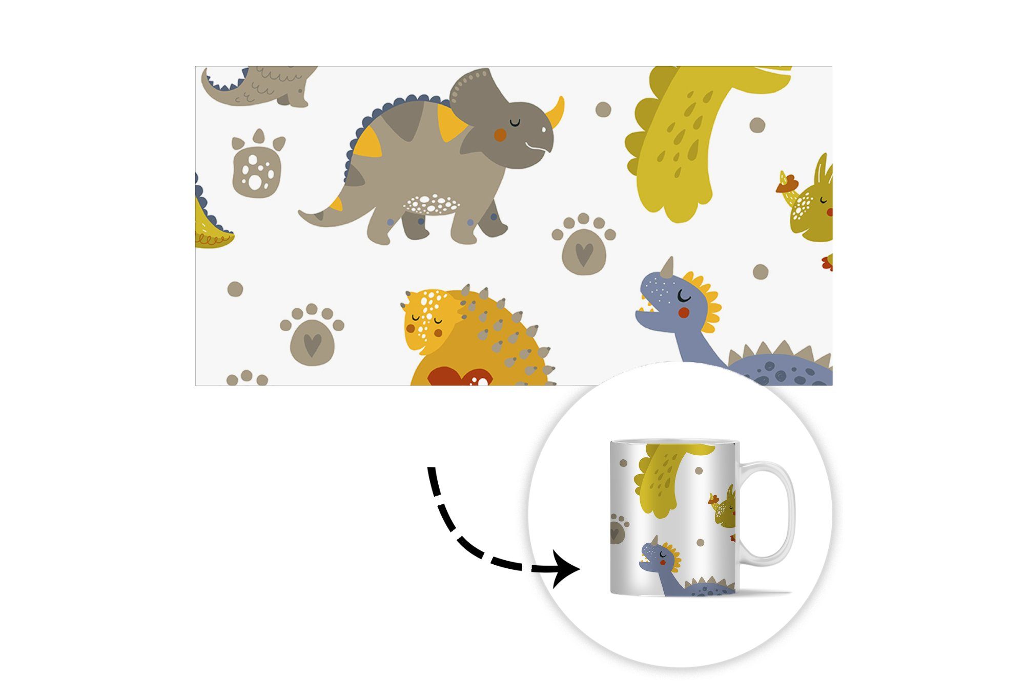 Kinder - Kaffeetassen, Geschenk Mädchen Teetasse, Jungen - - Dinosaurier Becher, - Teetasse, Design Tasse - MuchoWow Kinder, Keramik,