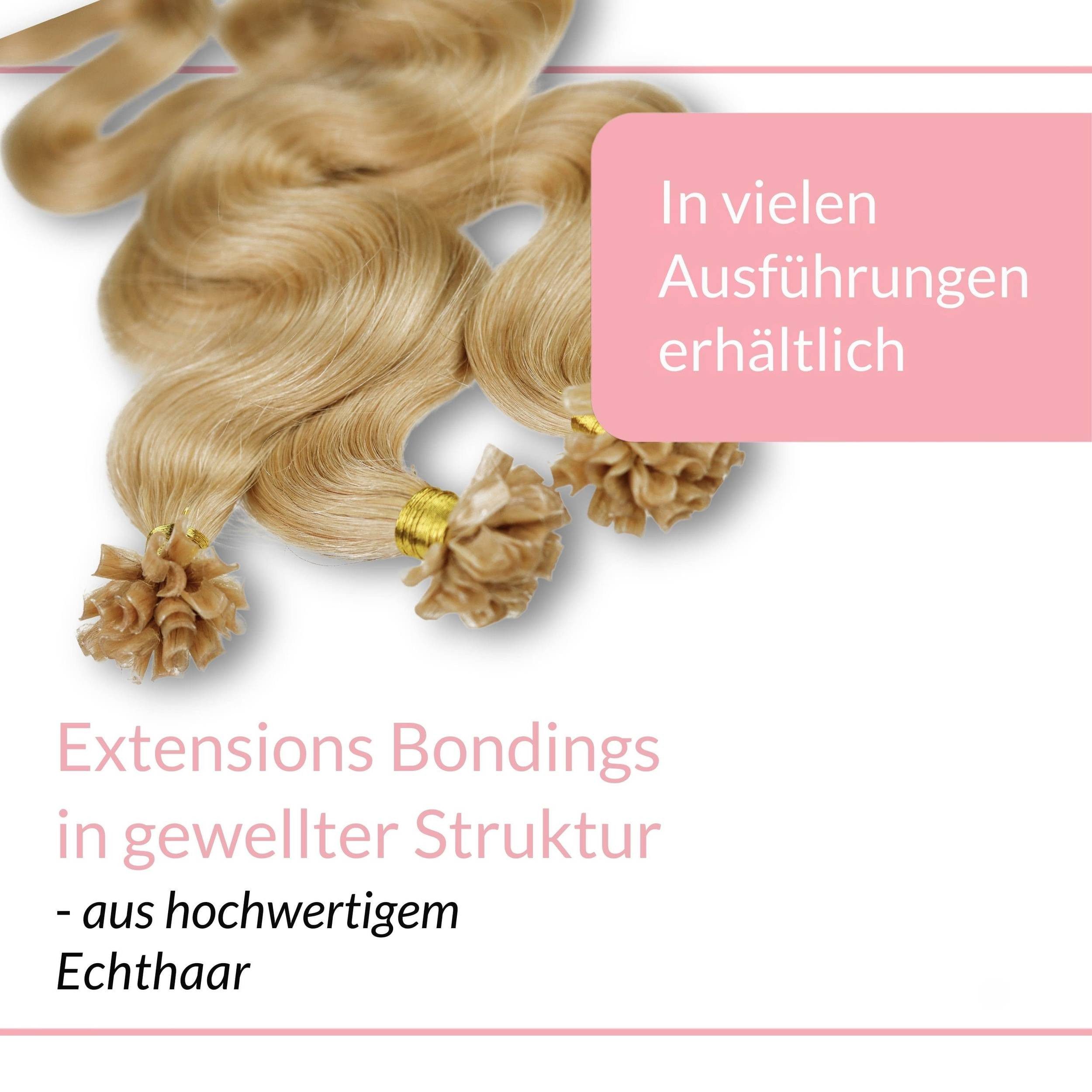 hair2heart Echthaar-Extension Bonding Extensions gewellt #9/31 Lichtblond Gold-Asch 0.5g 40cm