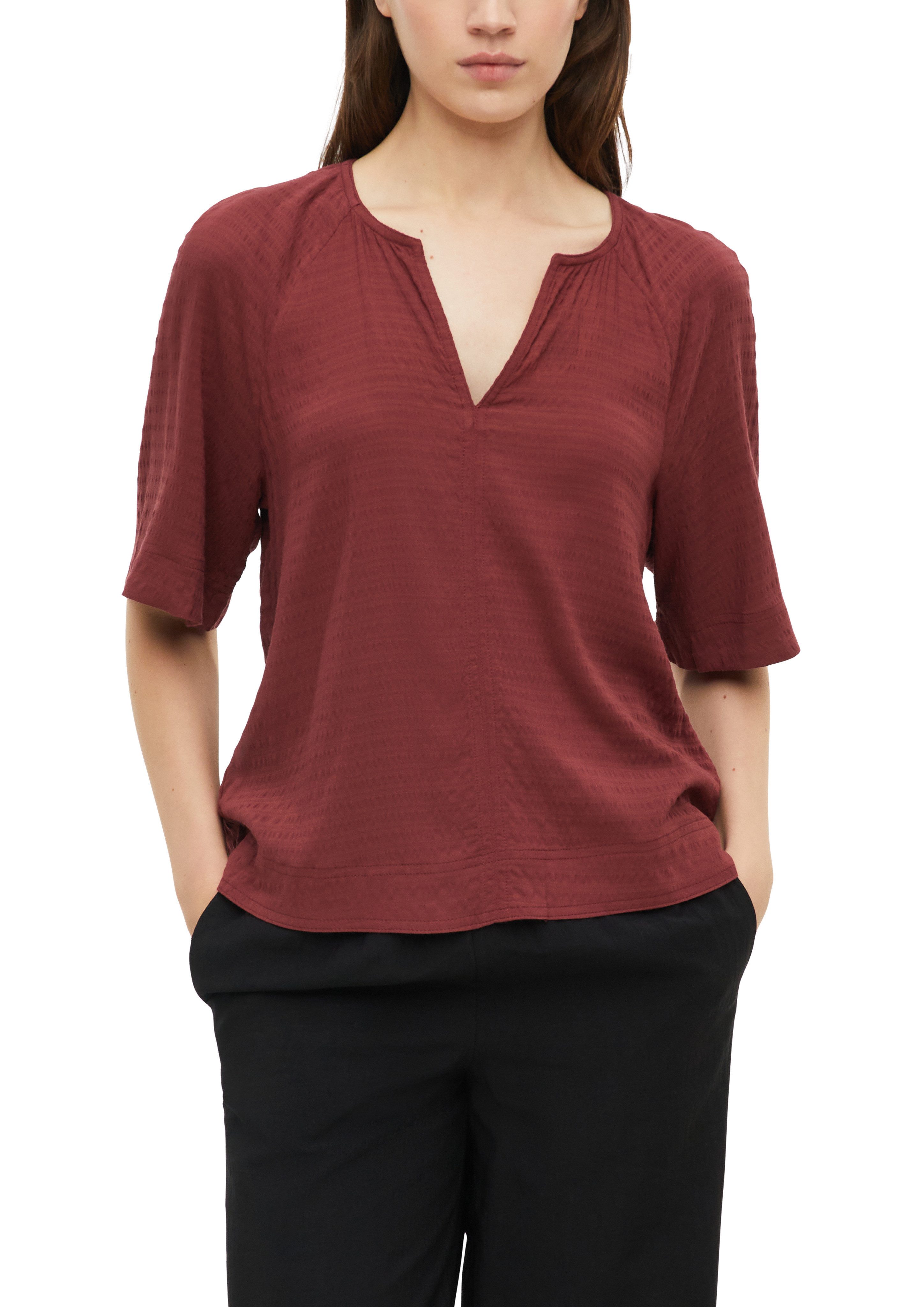 s.Oliver Schlupfbluse 3/4 Arm Bluse mit Splitneck