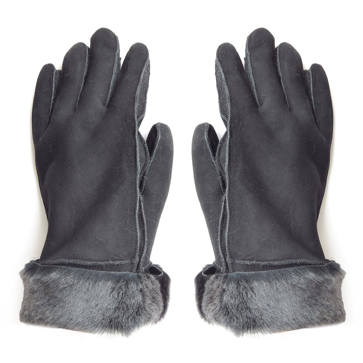 Sonia Originelli Winter-Arbeitshandschuhe Handschuhe aus Lammfell Schaffell unisex hochwertig warm Farben können abweichen, Struktur des Fells kann abweichen schwarz