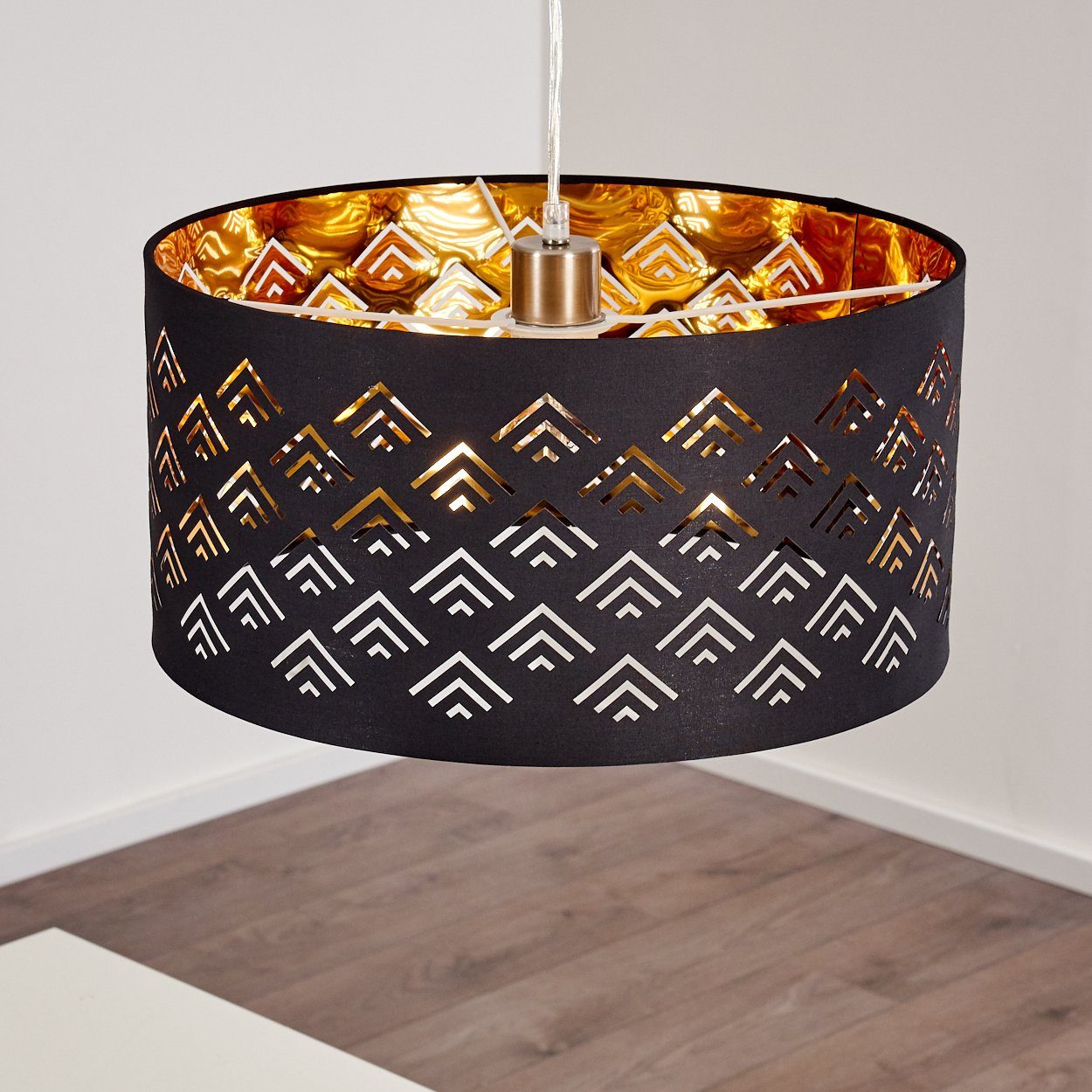 Ø40cm, moderne Leuchtmittel, Hängeleuchte in Höhe E27 max. hofstein ohne aus Metall/Textil 170cm, Hängelampe Schwarz/Gold, »Faiano«