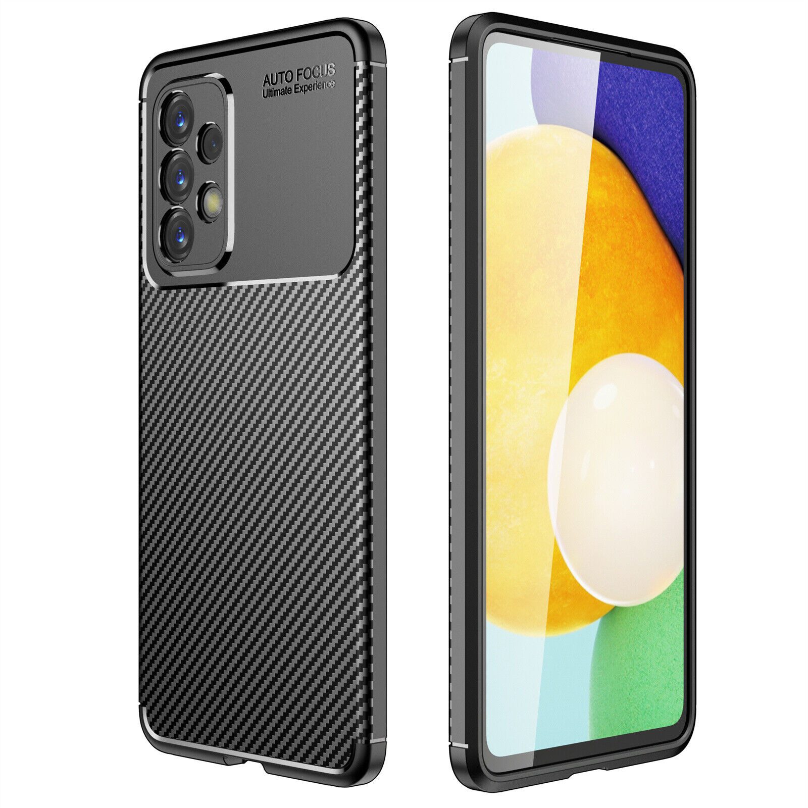 betterfon Handyhülle für Samsung Galaxy A53 Silikon Case TPU Bumper Schale Schwarz, Carbon-Look – stoßfestes Case mit Air-Cushion & Metall-Optik