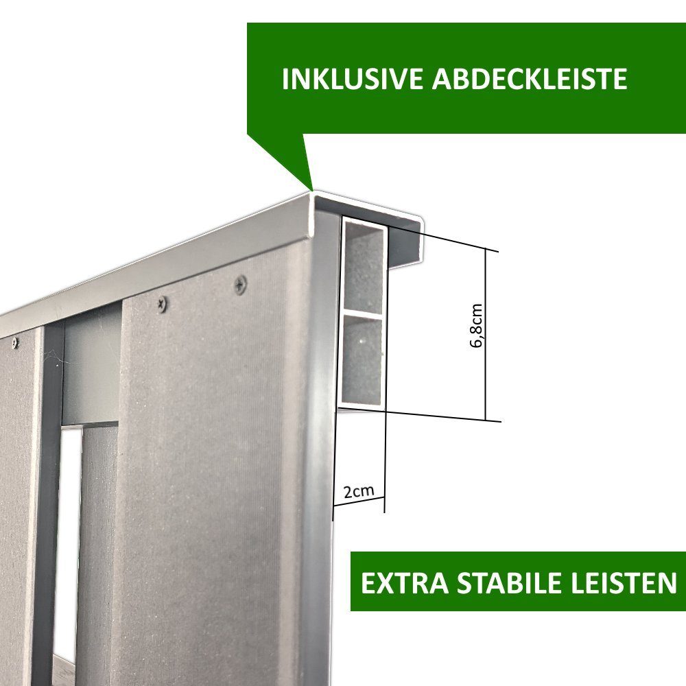 DeToWood Dichtzaun WPC Lamellenzaun Grau Komplettset inklusive Pfosten und Montagezubehör, (Set, Inklusive Pfosten und Montagezubehör, Pfosten werden Aufgeschraubt), Stabile Bauweise durch zusätzliches Aluminiumprofil