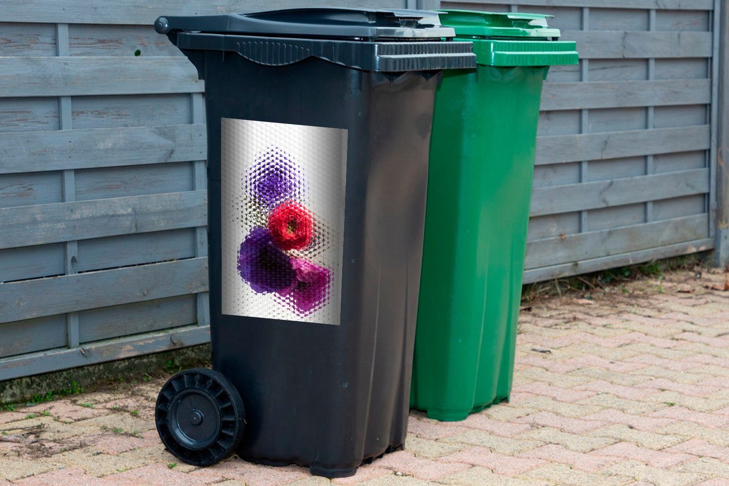 - St), Abfalbehälter Blumen - Mohn MuchoWow Container, Sticker, Mülltonne, Glas (1 Wandsticker Mülleimer-aufkleber,