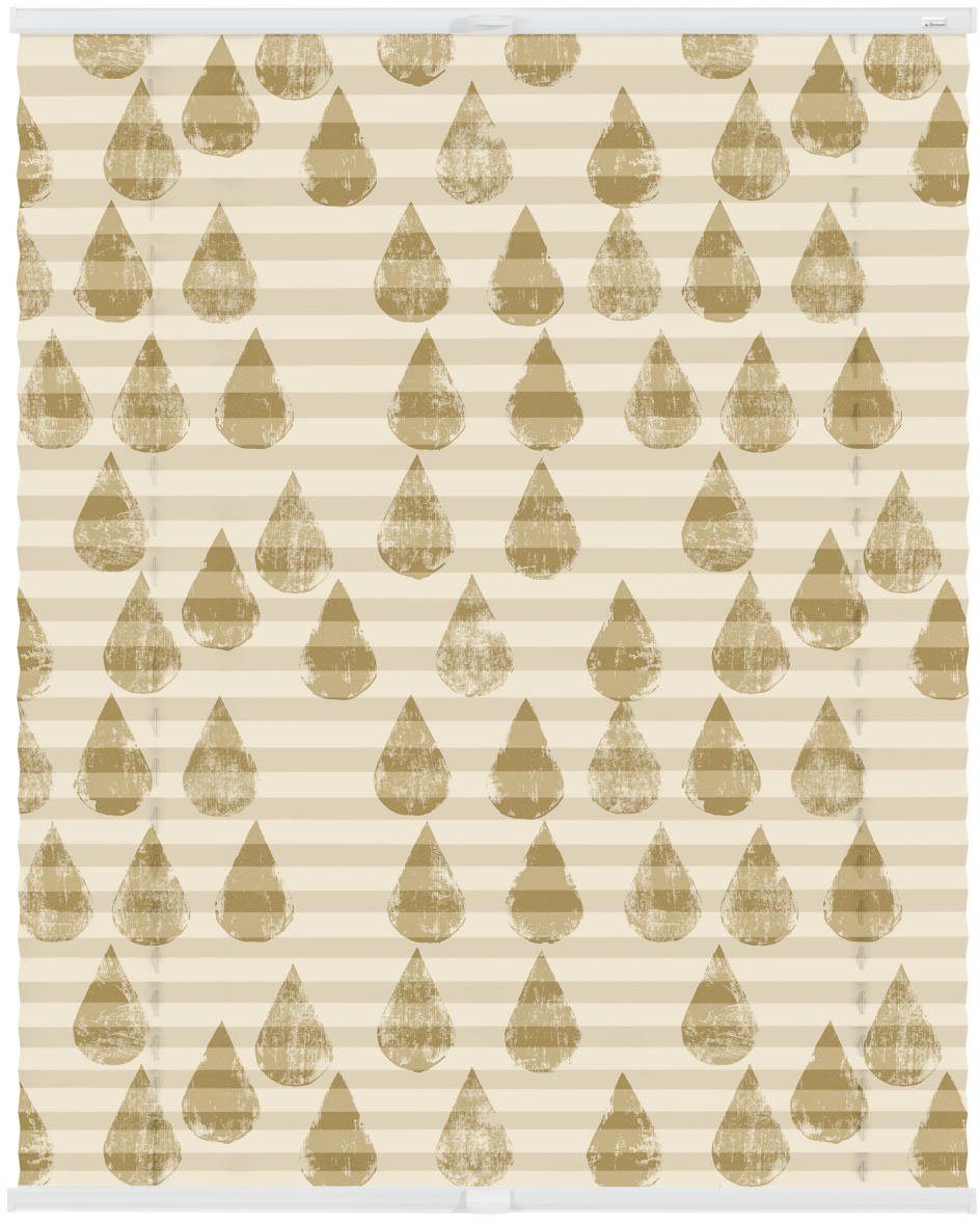 LICHTBLICK ORIGINAL Plissee Plissee Klemmfix, ohne Bohren, blickdicht, Golden Drops - Gold, blickdicht, freihängend, Klemmfix