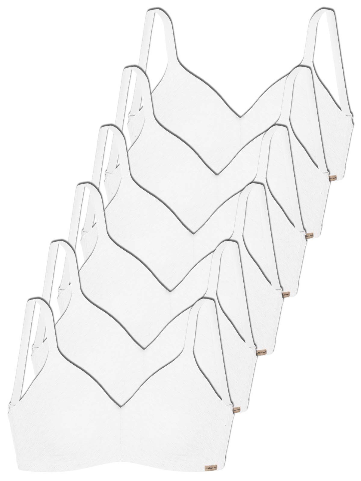 comazo Set: Bügelloser BH 6er Pack Damen Soft BH ohne Bügel 2764 (Packung, 6-tlg) Vegan
