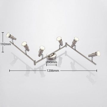 ELC European Lighting Circle Strahler Farida, Modern, Metall, Stahl, nickel, chrom, 6 flammig, GU10, Deckenleuchte