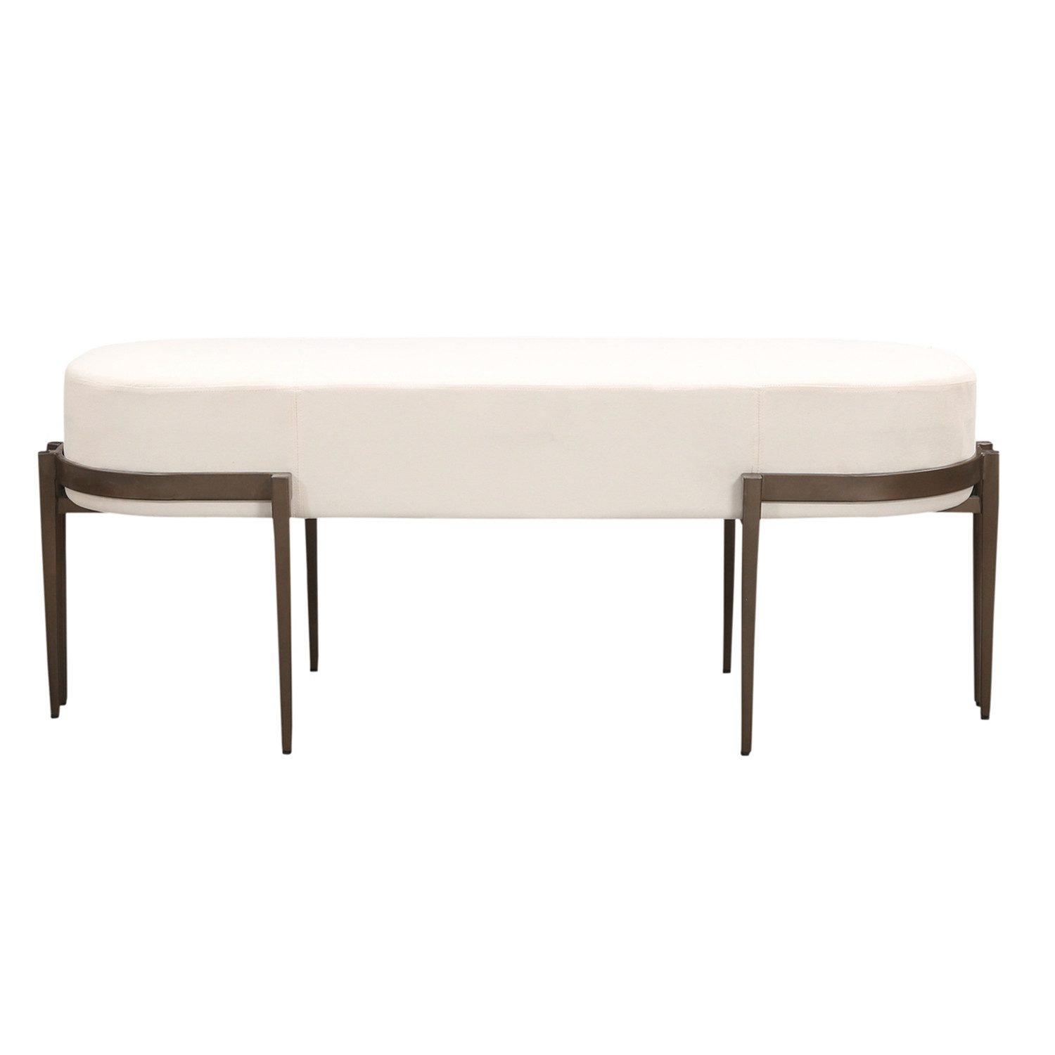 Marrakesch Orient & Mediterran Interior Sitzbank Sitzbank Adonia 143 cm – Modernes Design in Creme Weiß & Bronze (1-St), Handarbeit
