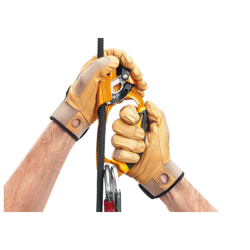 Petzl Sicherungsgurt Handsteigklemme Ascension, rechte Hand, schwarz/gelb