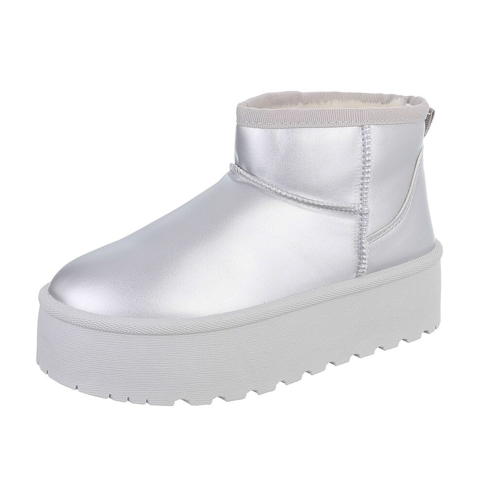 Ital-Design Damen Снігоходи Freizeit Снігоходи Plateaustiefeletten Снігоходи (87124639) Flach Plateaustiefeletten in Silber