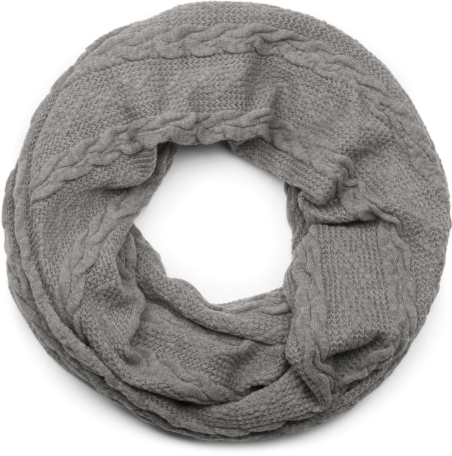 Strickschal Feinstrick Loop mit Zopfmuster