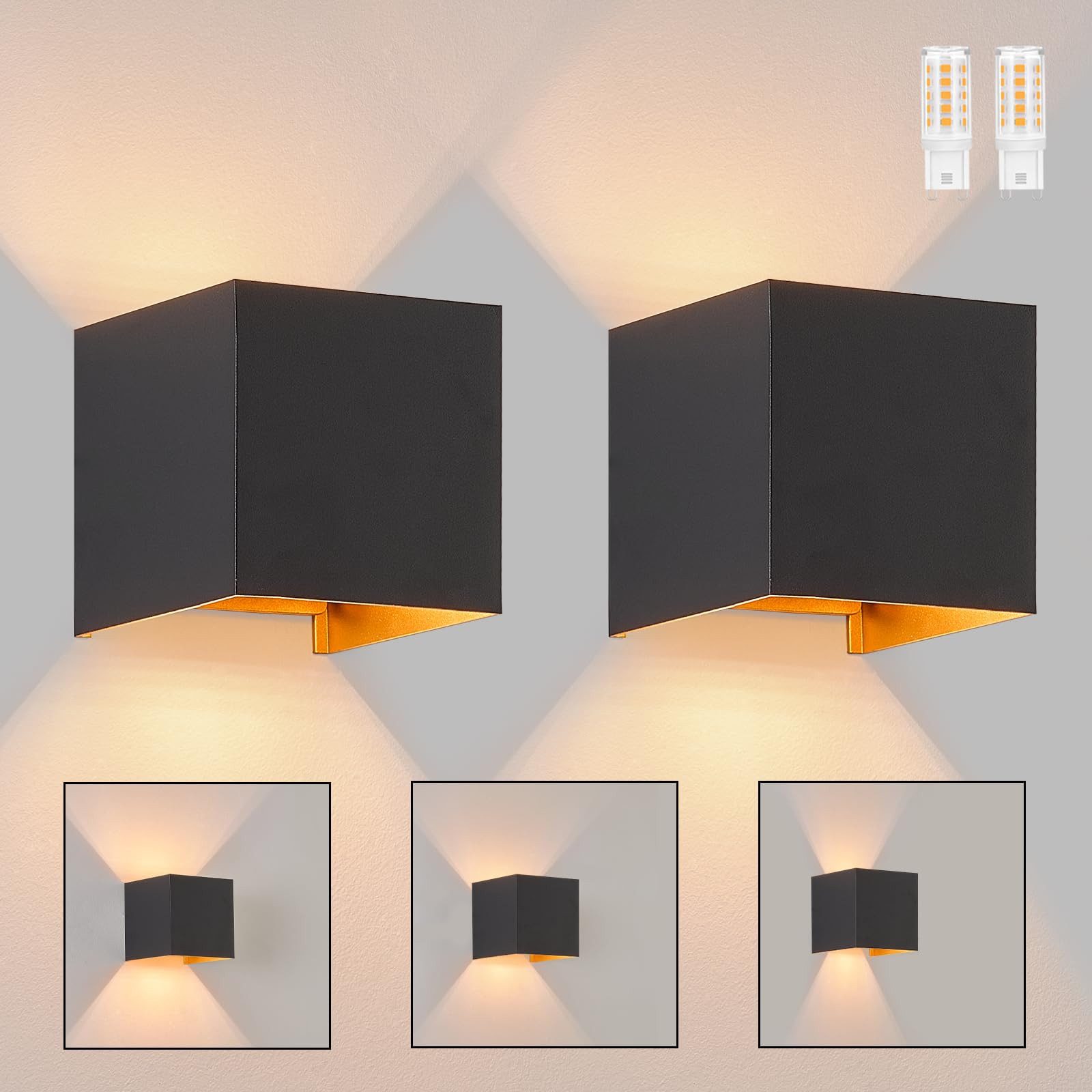 Nettlife LED Wandleuchte Schwarz Gold G9 günstig online kaufen