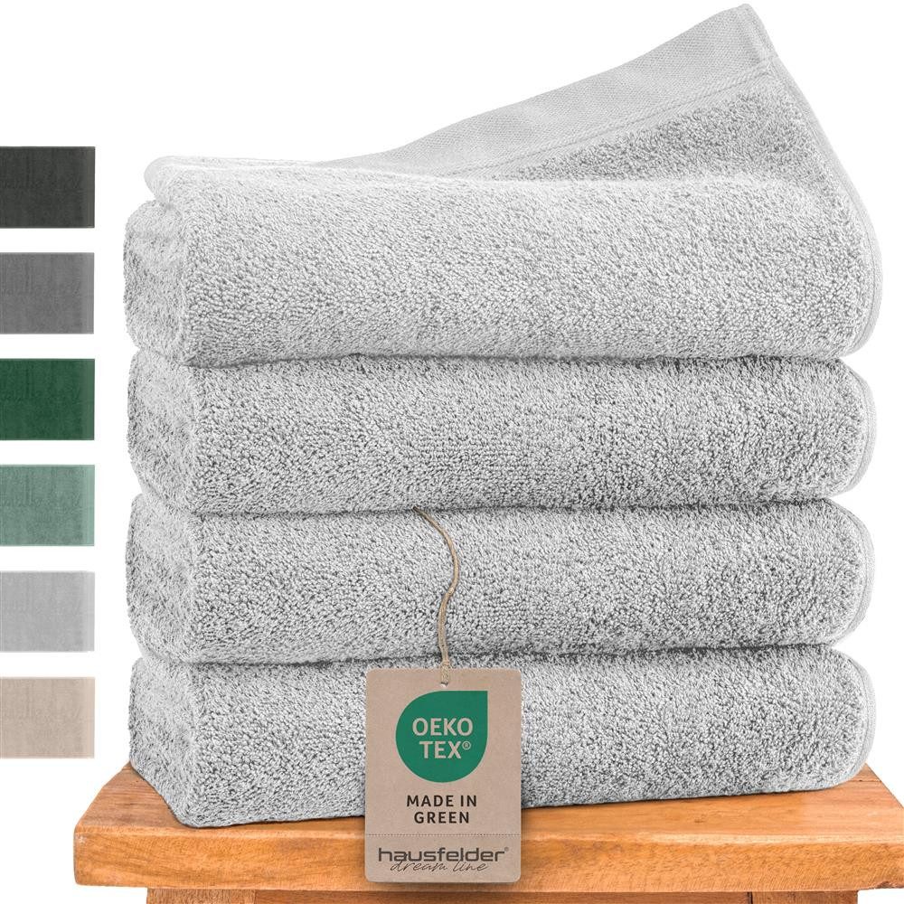 Hausfelder Handtücher Premium Handtuch Set (Hellgrau, 4 Handtücher 50x100cm), (Set, 4-St), 100% Baumwolle, weich, saugfähig, Uni-Farben