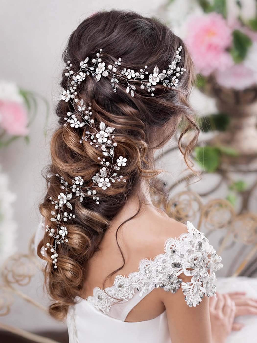 Leway Diadem »Braut Hochzeit Haar Rebe Kristall Blume Stirnband Braut Perle  Haarteil Accessoires für Frauen und Mädchen«