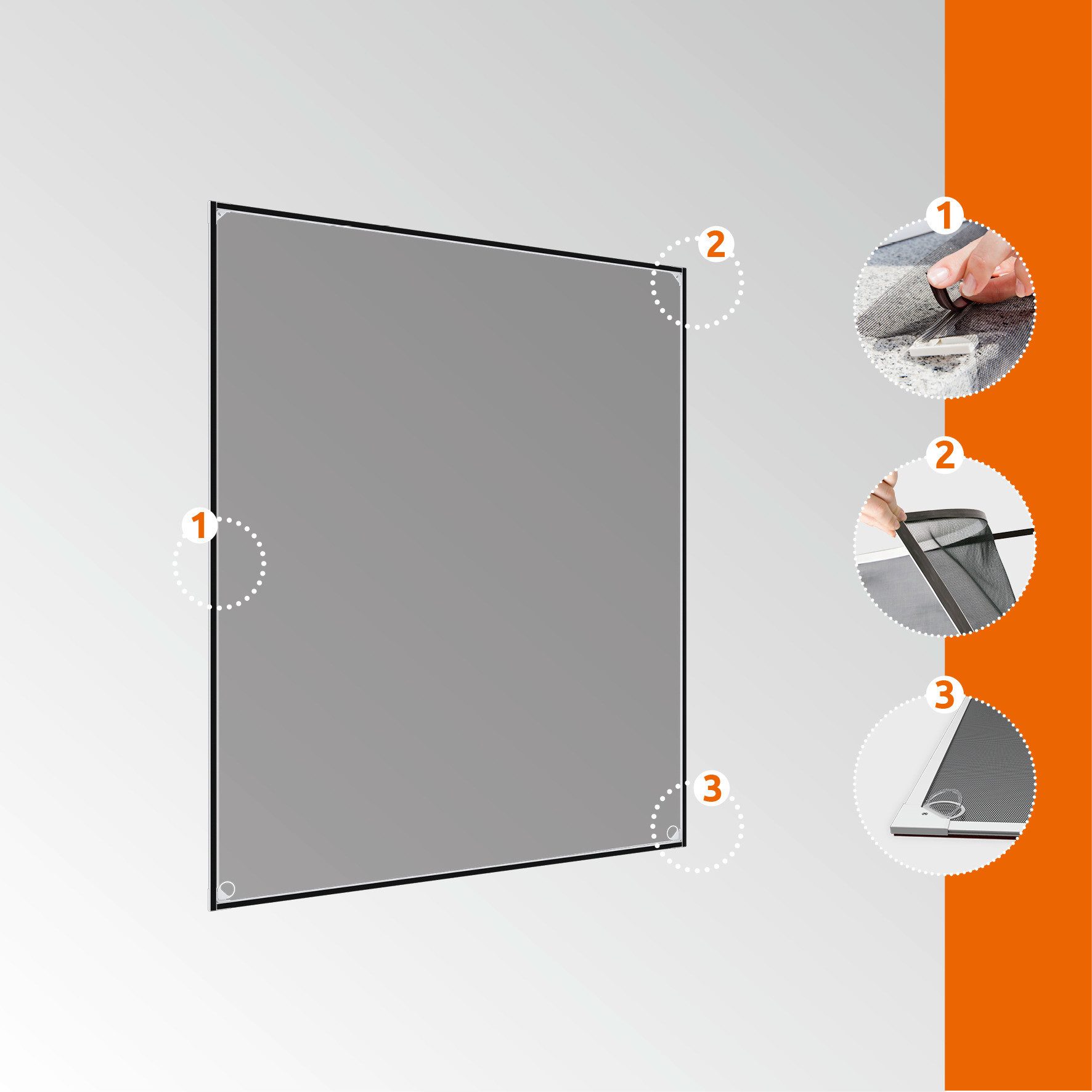 Windhager Insektenschutz-Fensterrahmen mit selbstklebenden Magnetstreifen, Kunfstoffrahmen mit Magnetprofilen, (1-St), Fliegengitter, Magnet-Insektenschutz, ohne bohren, 100 x 120 cm, weiß