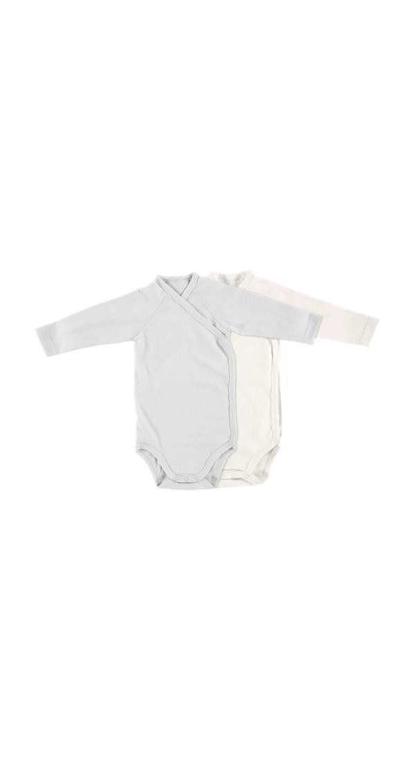 Alvi® Wickelbody Baby Bodys 2er Langarm (2-tlg) praktische Druckknöpfe